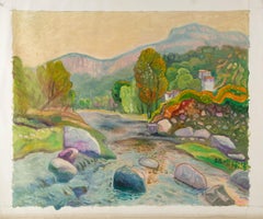 Zengxu Zhao Paesaggio Olio Originale Su Tela "Porta d'ingresso al fiume"