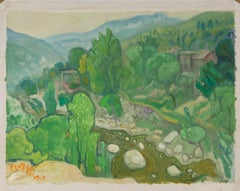Zengxu Zhao Landscape Original Oil On Canvas "Moutain village" (Paysage)