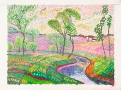 Zengxu Zhao Landscape Original Oil On Canvas "River Bay" (Paysage)