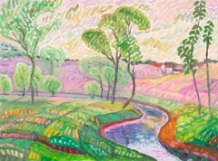 Zengxu Zhao Landscape Original Oil On Canvas "River Bay"