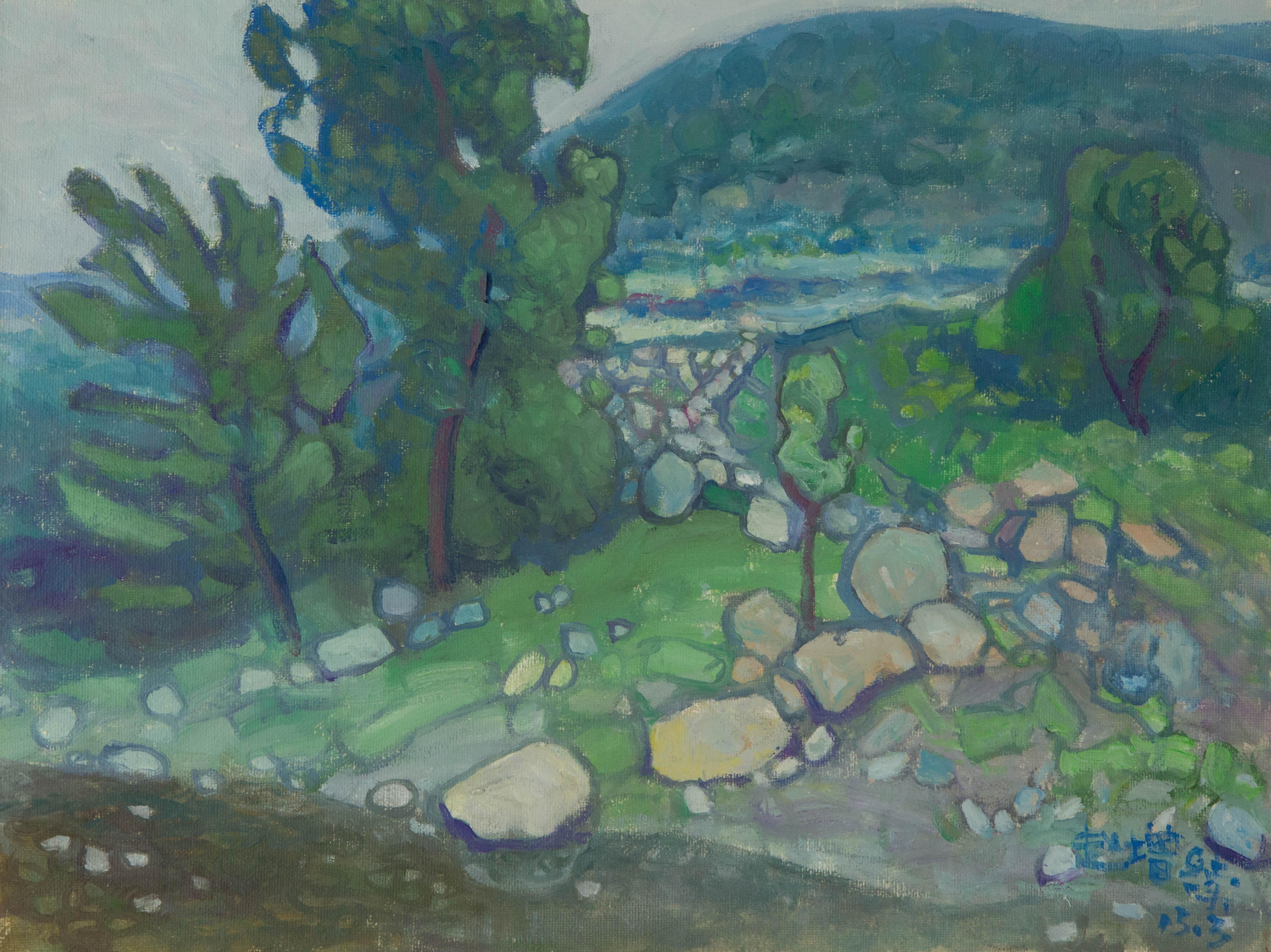 Zengxu Zhao Landscape Original Oil On Canvas "Riverside"