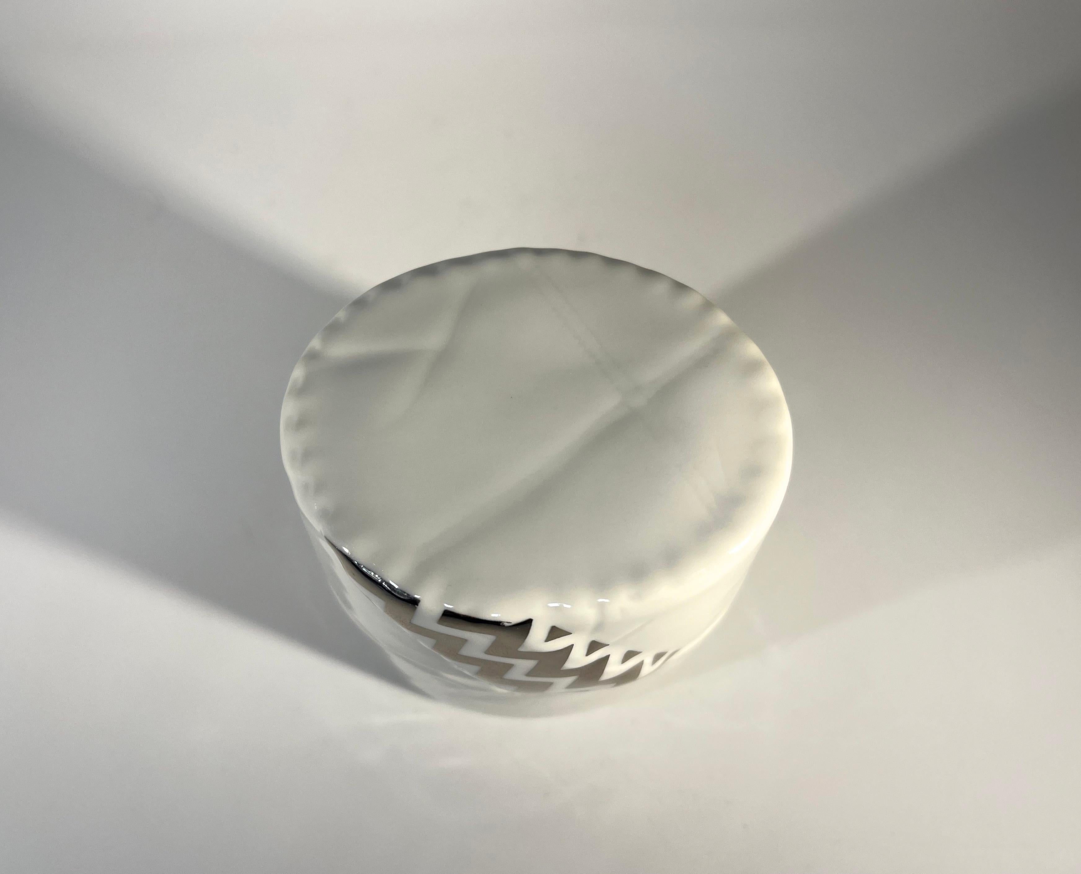 Zenit, Royal Copenhagen Pure White Porcelain and Silver Lidded Pot #5575 For Sale 1