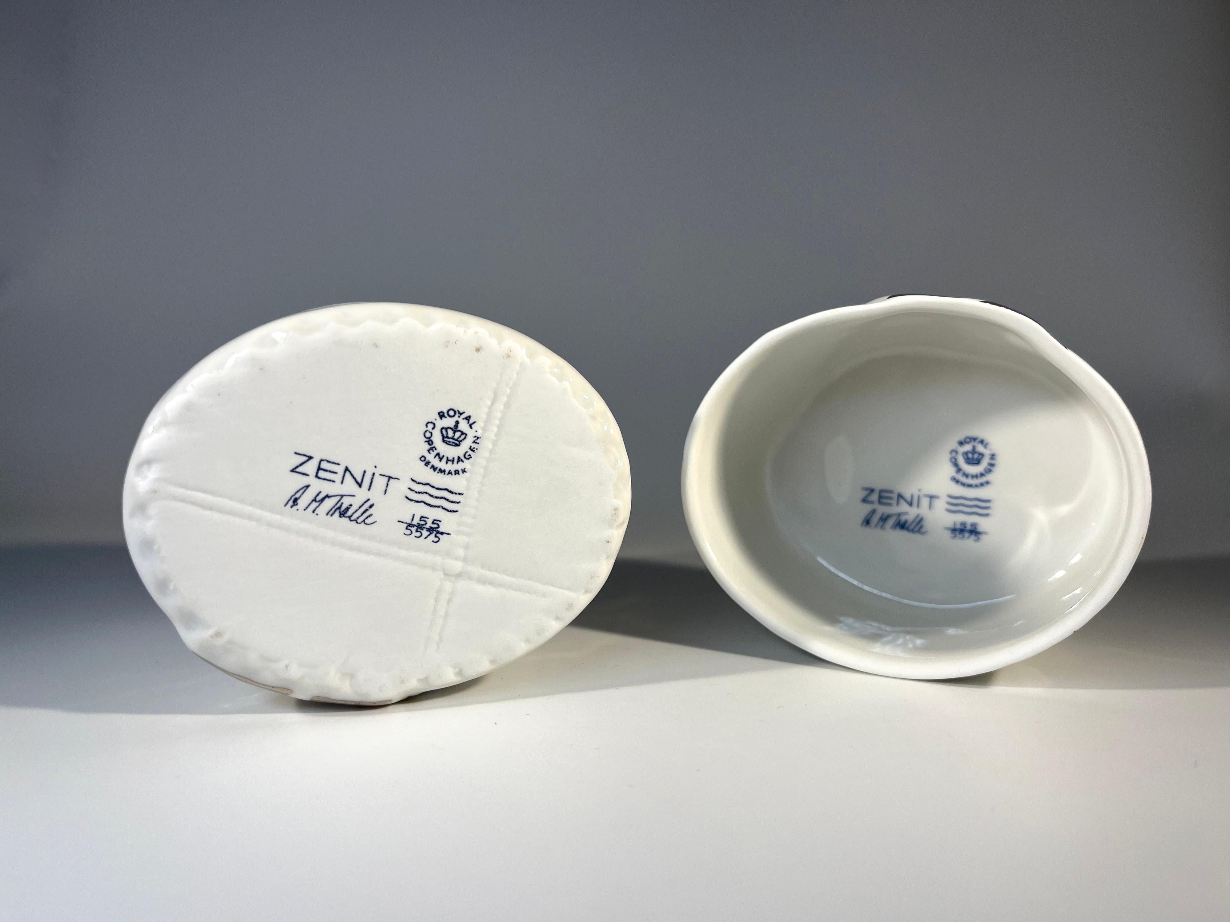 Zenit, Royal Copenhagen Pure White Porcelain and Silver Lidded Pot #5575 For Sale 2