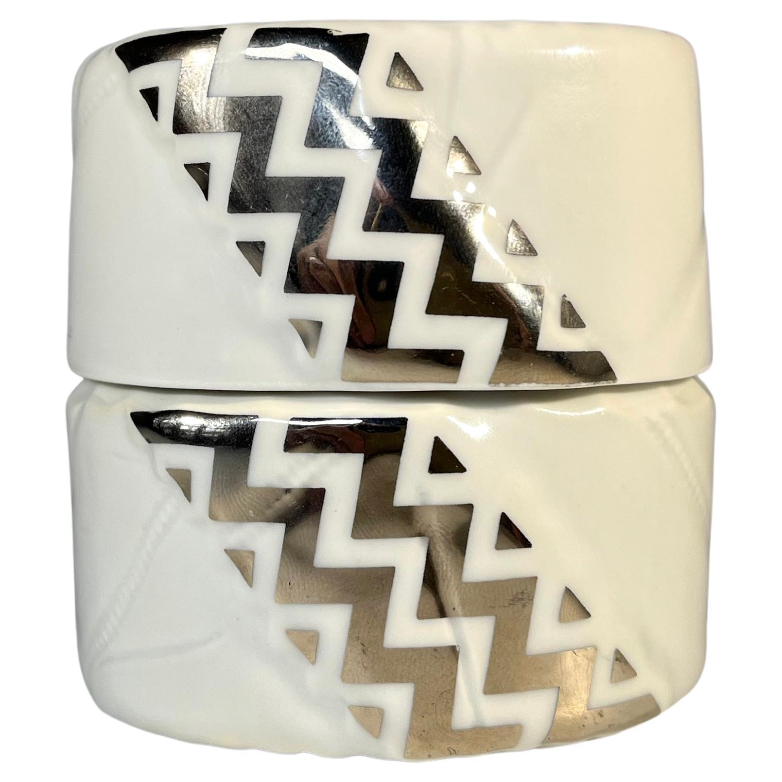Zenit, Royal Copenhagen Pure White Porcelain and Silver Lidded Pot #5575 For Sale