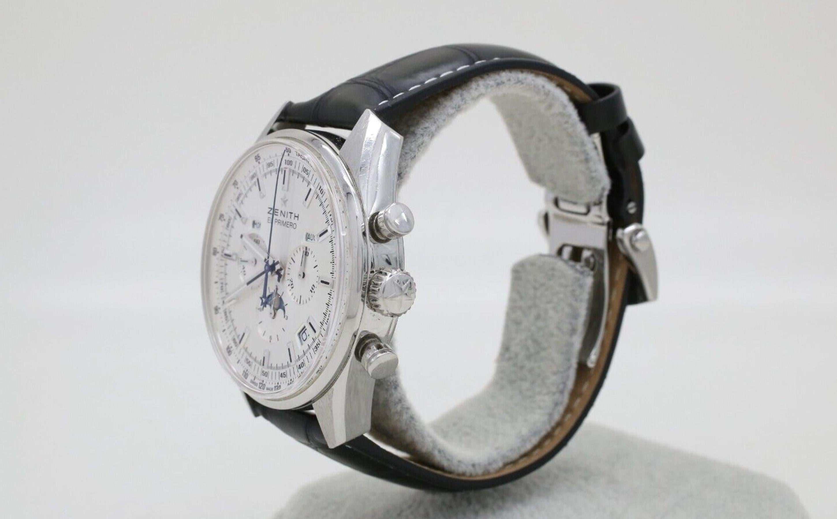 Rethinking the way traditional watches are made and revolutionizing mechanical chronographs with the unveiling of the El Primero which has several innovative features. The self-winding mechanical watch has a 42mm stainless steel case and a scratch
