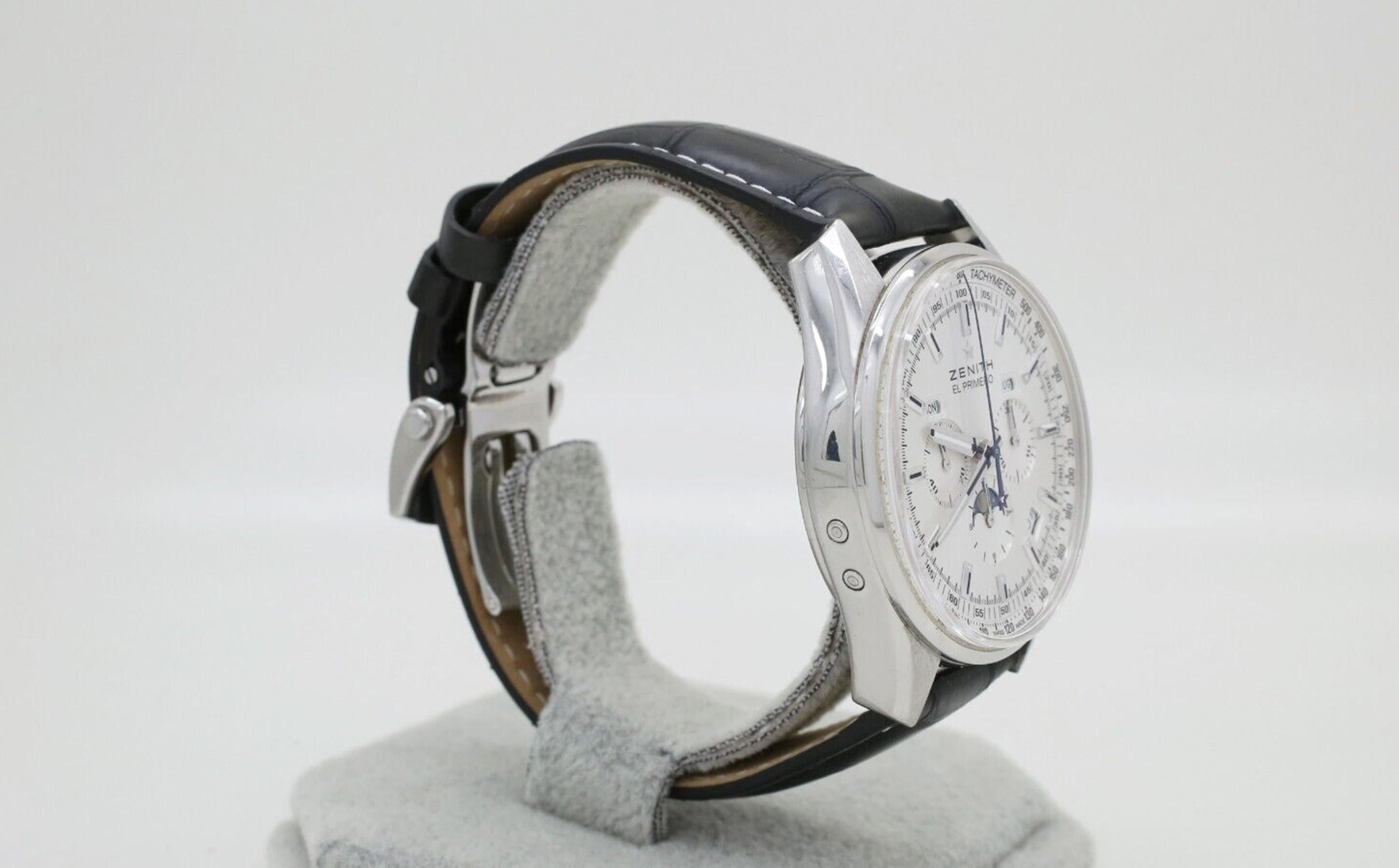 Zenith 03.2091.410 El Primero Moon Phase 42mm Watch In Fair Condition In Providence, RI