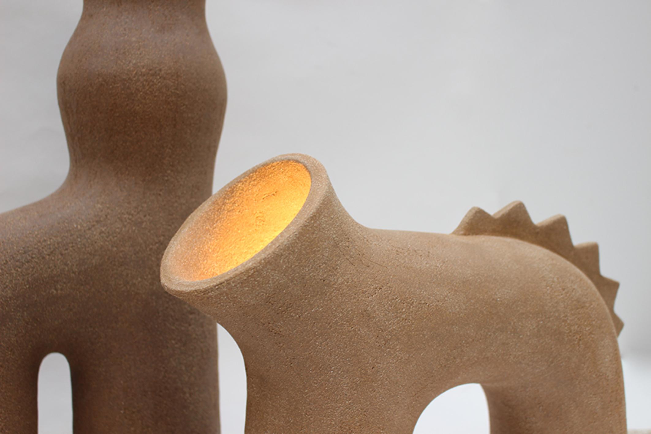 Contemporary Zenith #1 Gingerbread Stoneware Lamp by Elisa Uberti For Sale