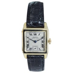 Zenith 14 Karat Yellow Gold Art Deco Tank Style Watch, circa 1920s