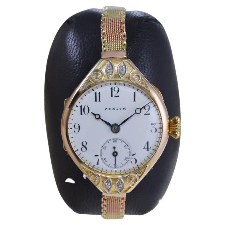 Zenith 14kt. Zweifarbiges massives Gold, entworfen für den russischen Marker, um 1915 im Angebot