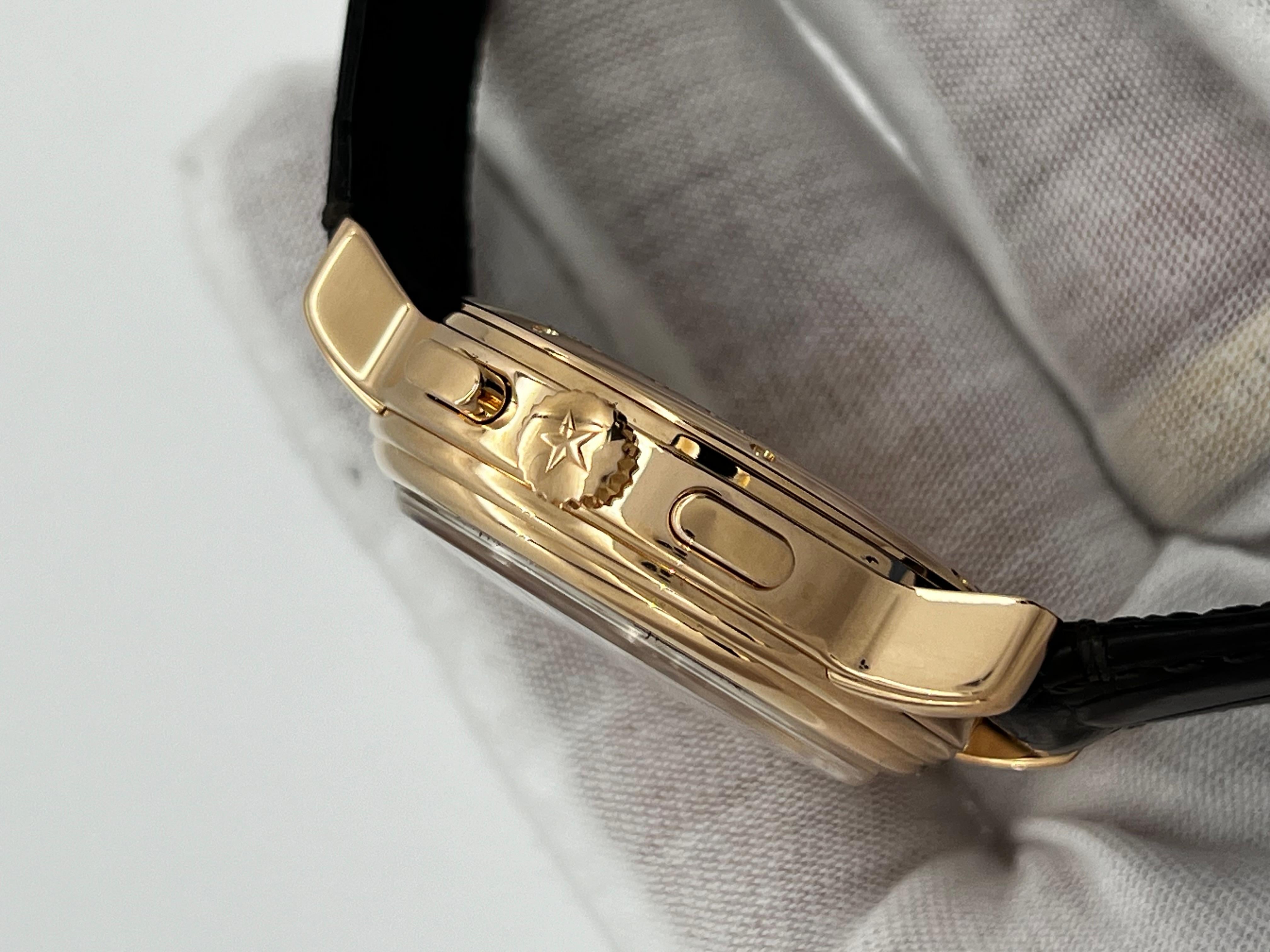 Zenith 18.0240.4021/01.C495 Chronomaster T Open 18K Rose Gold Leather Strap Box For Sale 1