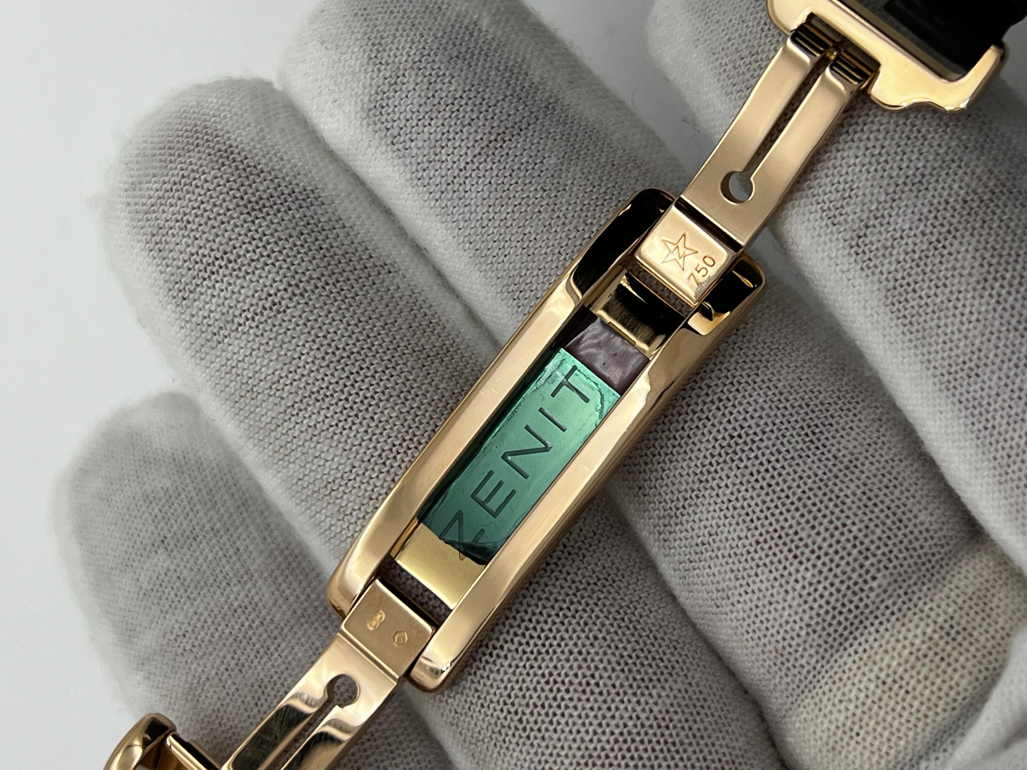 Zenith 18.0240.4021/01.C495 Chronomaster T Open 18K Rose Gold Leather Strap Box For Sale 2