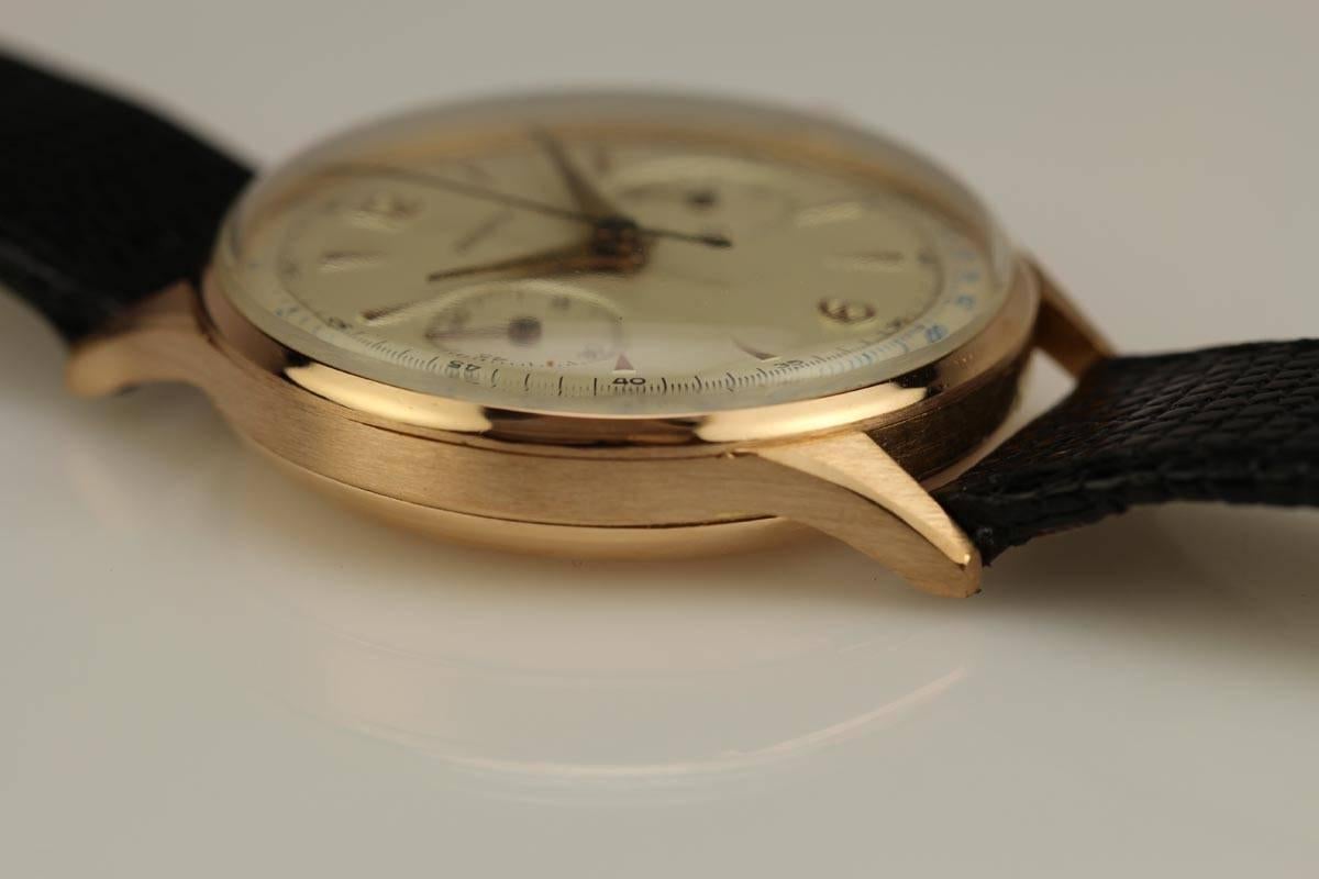 Zenith Pink Gold Chronograph Manual Wind Wristwatch, circa 1950 1