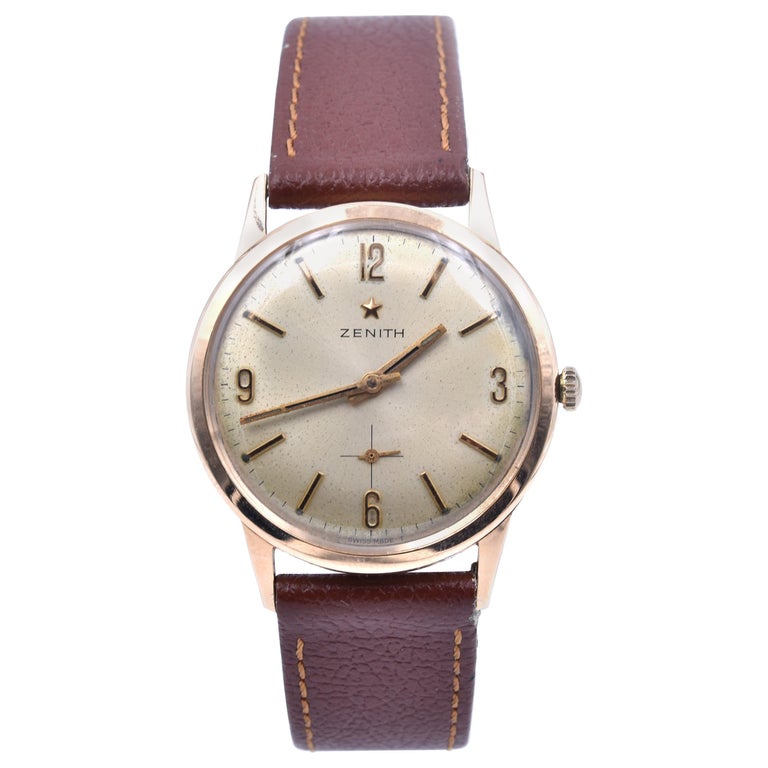 Zenith 18 Karat Rose Gold Vintage Watch Calibre 2541 For Sale at 1stdibs