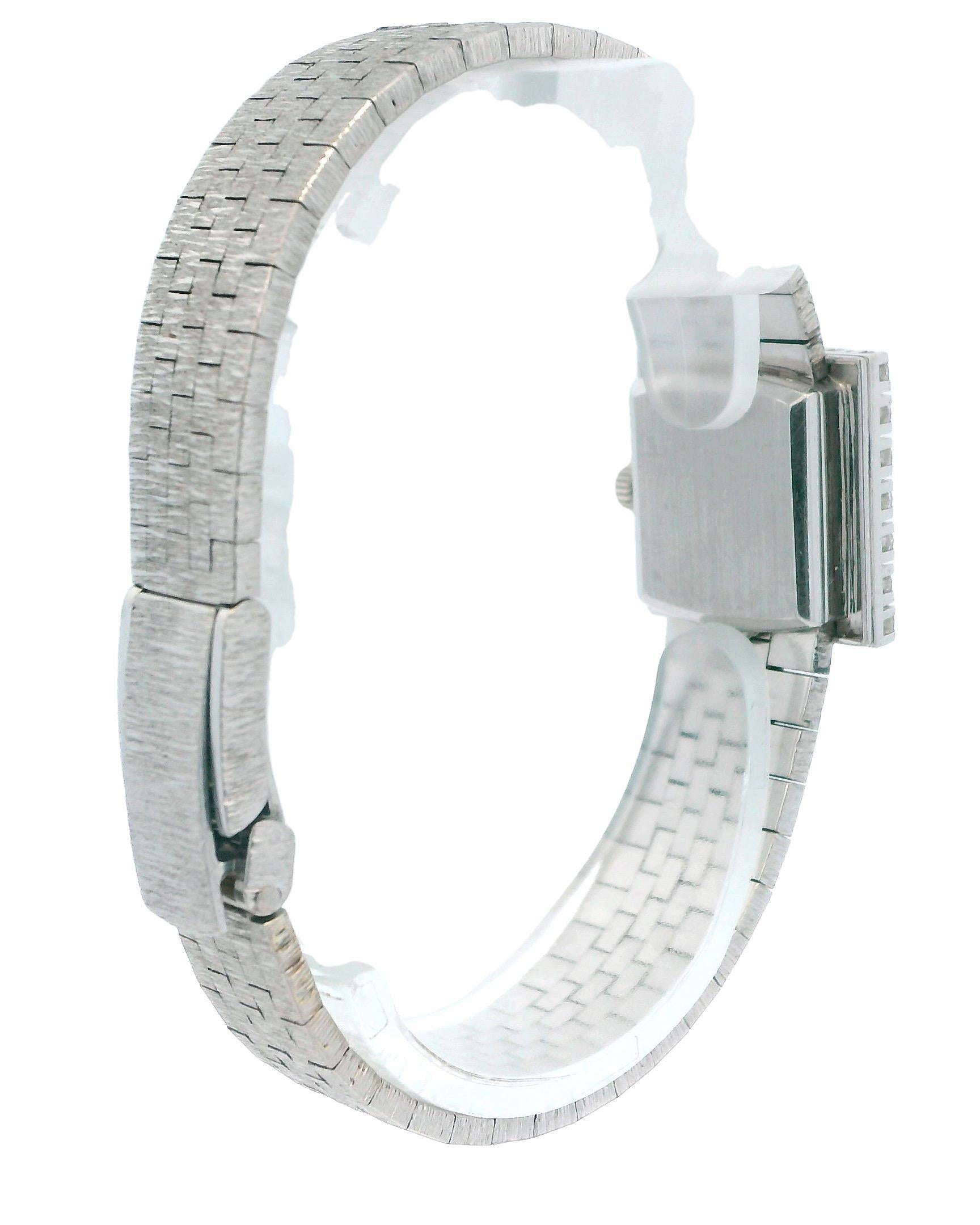 Zenith Montre mécanique en or blanc 18 carats sertie de diamants en vente 3