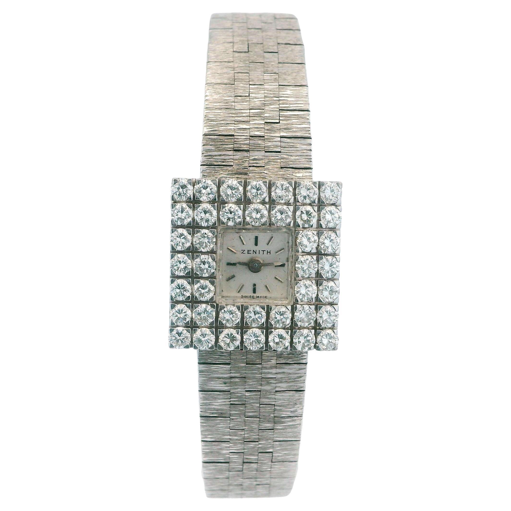 Zenith 18K White Gold & Diamond Set Bezel Mechanical
