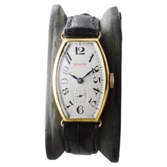Zenith 18Kt Solid Gold Tonneau Shape Curvex Style circa 1930's