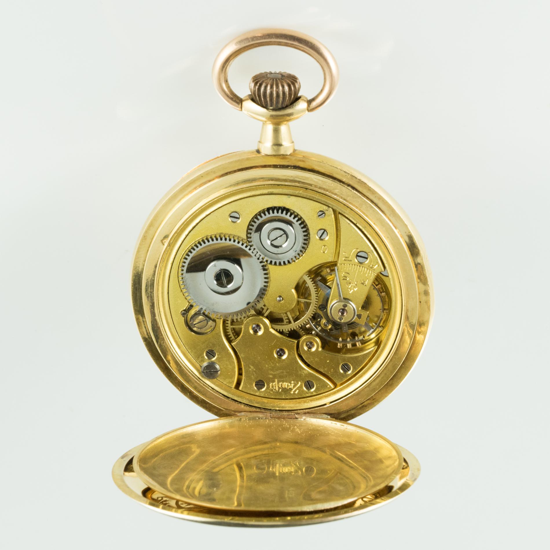 Zenith 1900s Yellow and Rose Gold Pocket Watch 4