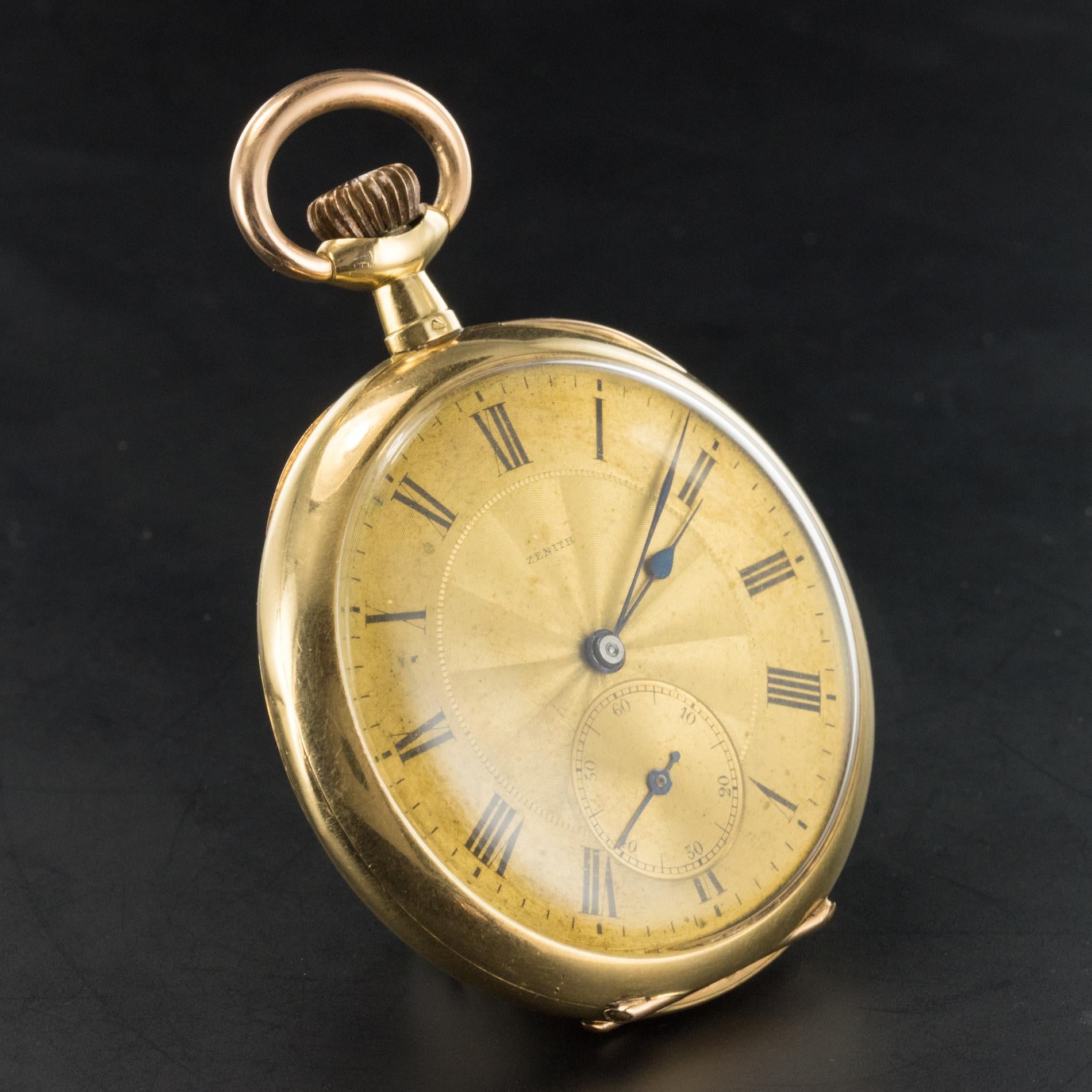 Women's or Men's Zenith 1900s Yellow and Rose Gold Pocket Watch