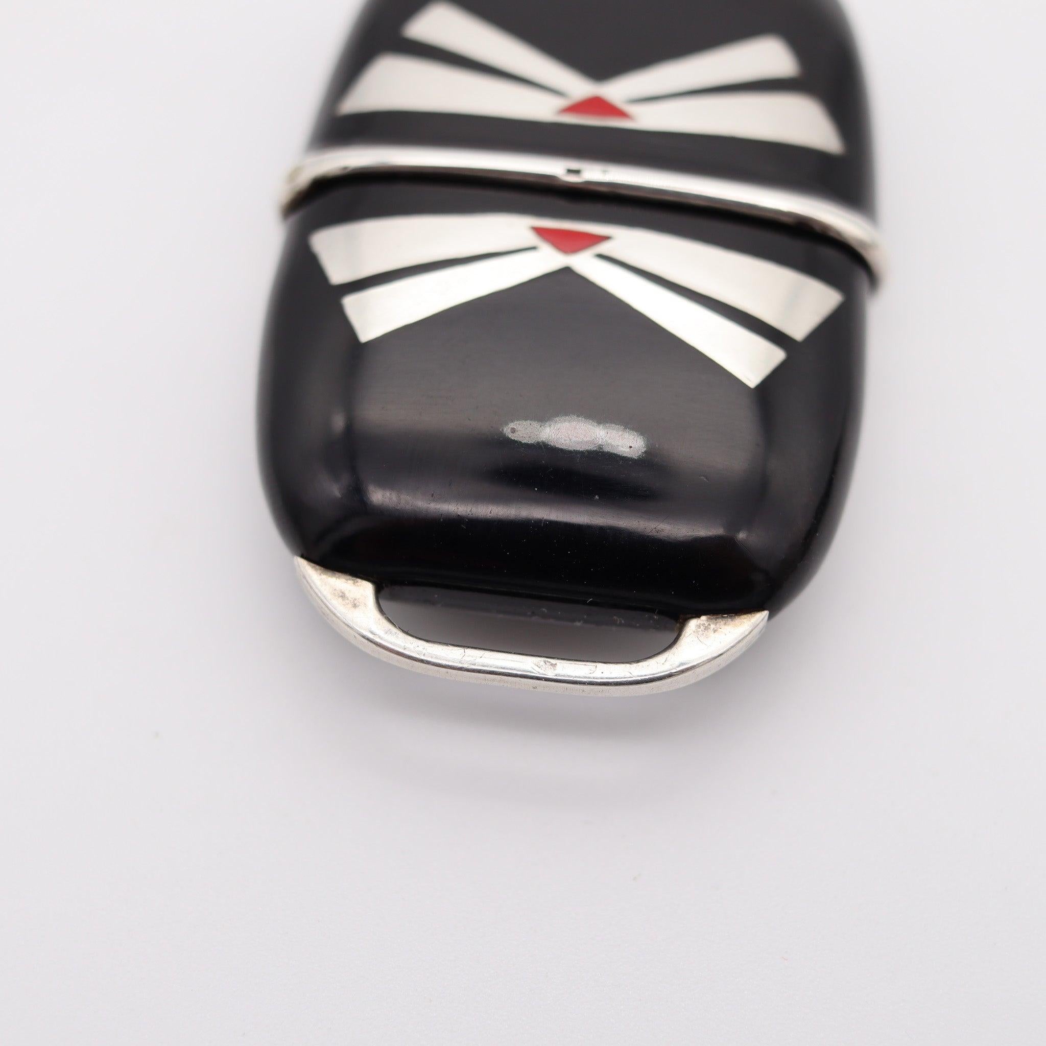 ZENITH 1930 Art Deco French Enameled Travel-Purse Watch In .900 Sterling Silver en vente 3