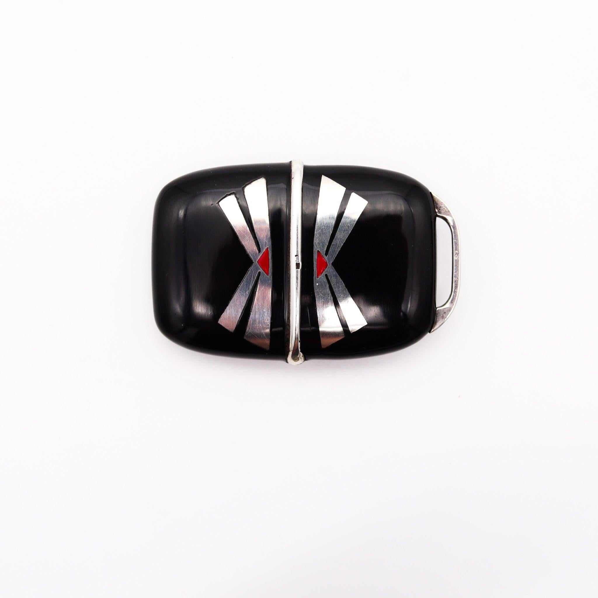 Art déco ZENITH 1930 Art Deco French Enameled Travel-Purse Watch In .900 Sterling Silver en vente