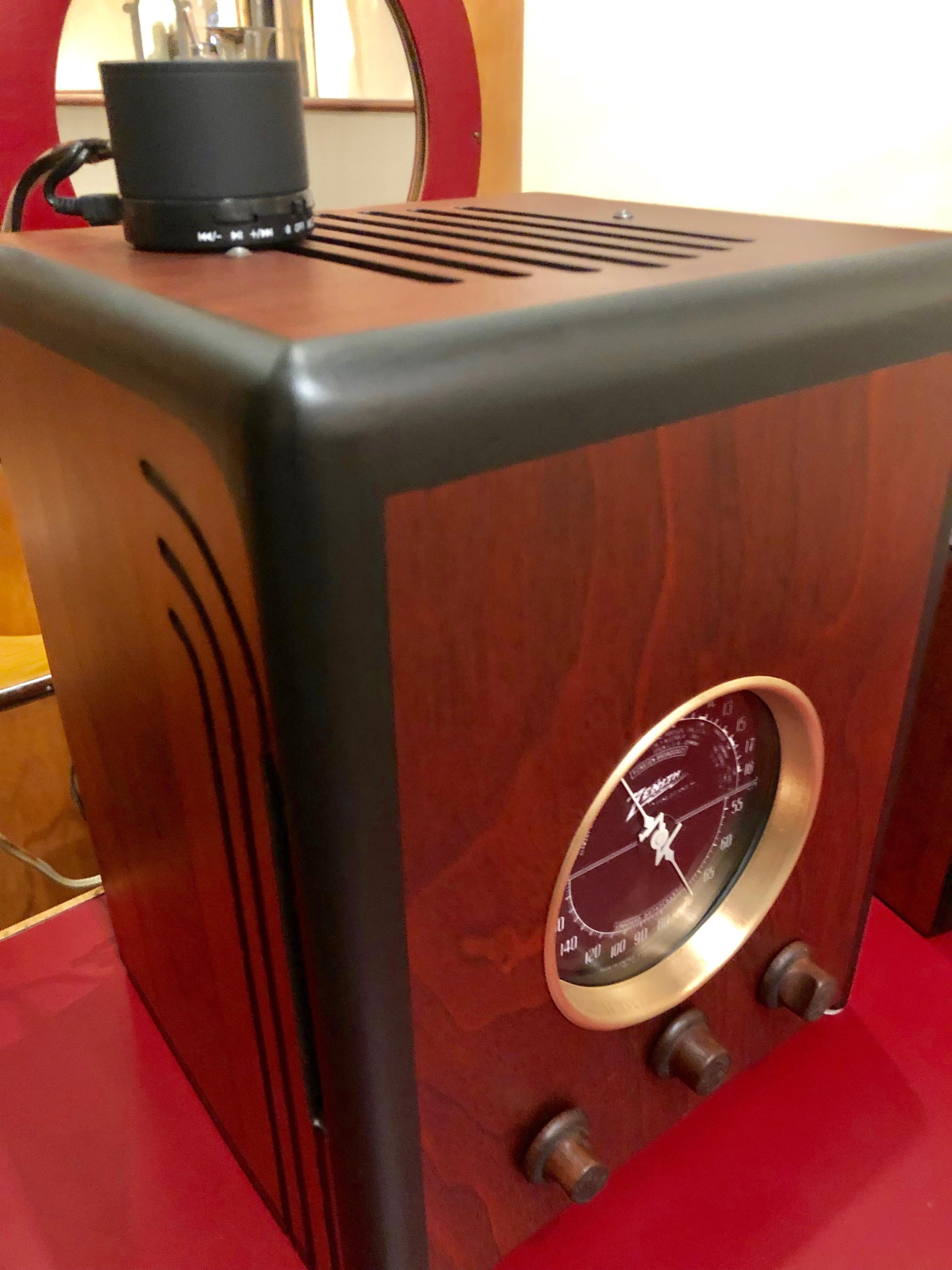 Wood Zenith 5s237 Art Deco Restored Tube Radio Bluetooth