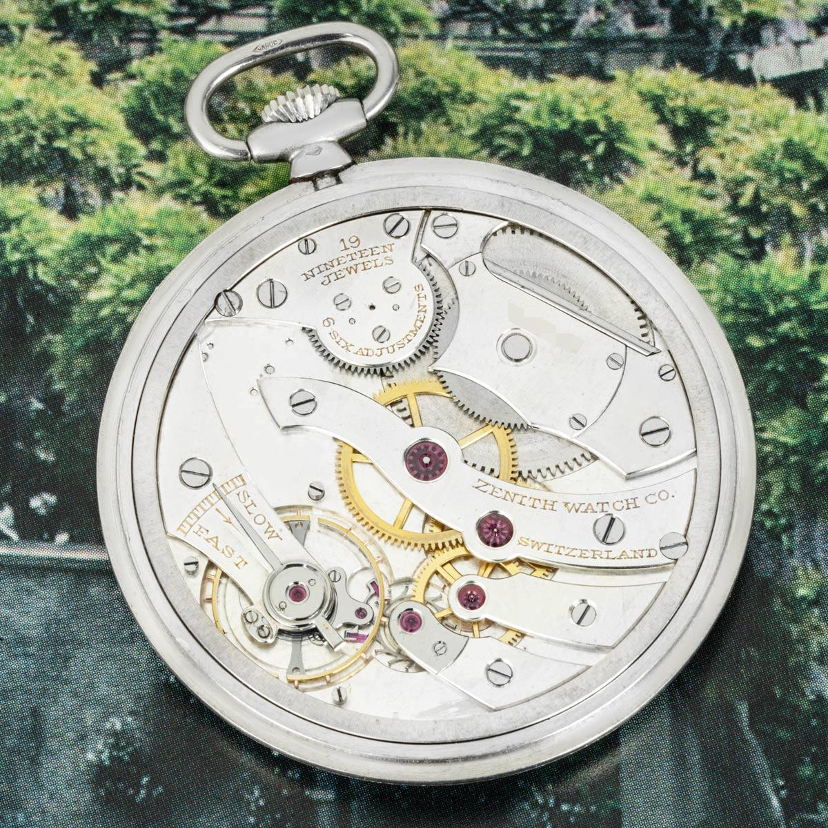 Zenith. A Rare Slim Platinum Art Deco Pocket Watch C1920 In Good Condition For Sale In London, GB
