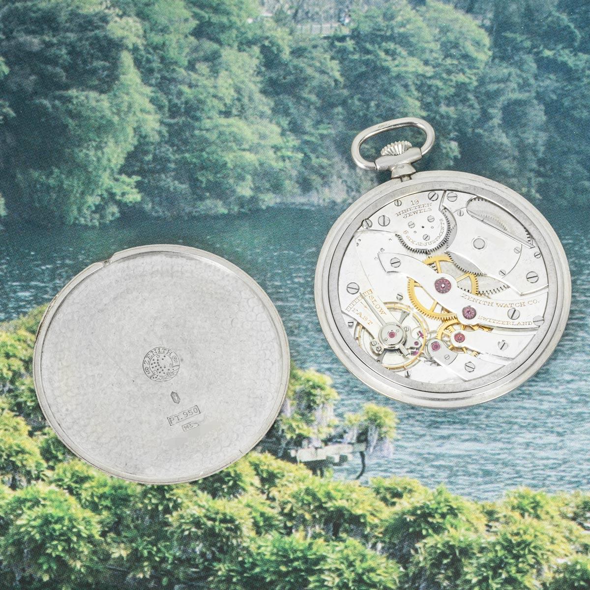 Zenith. A Rare Slim Platinum Art Deco Pocket Watch C1920 For Sale 1