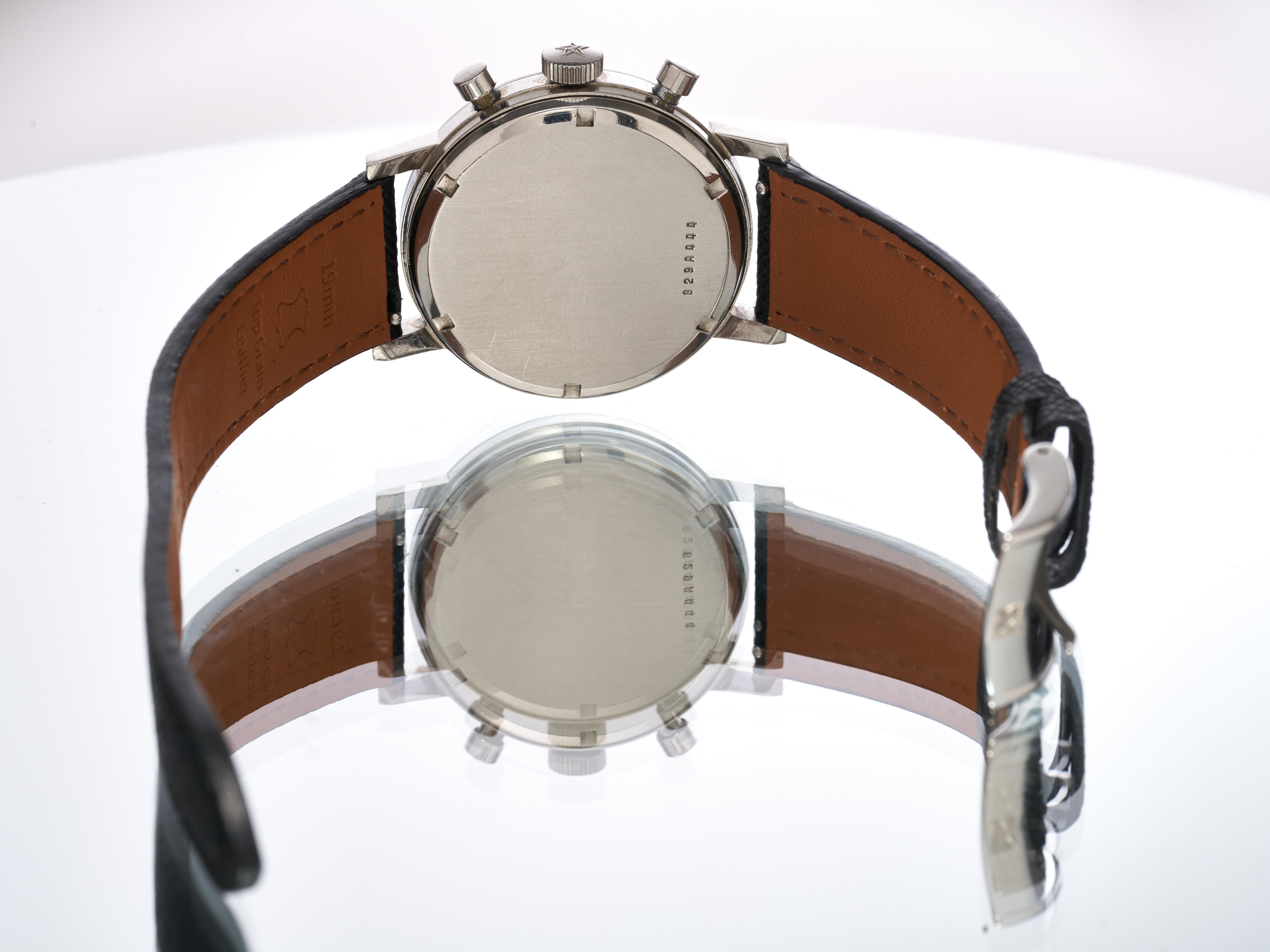 Zenith A271 Chronograph 37.5mm Steel Watch Bicompax White Dial Serviced Vintage en vente 10
