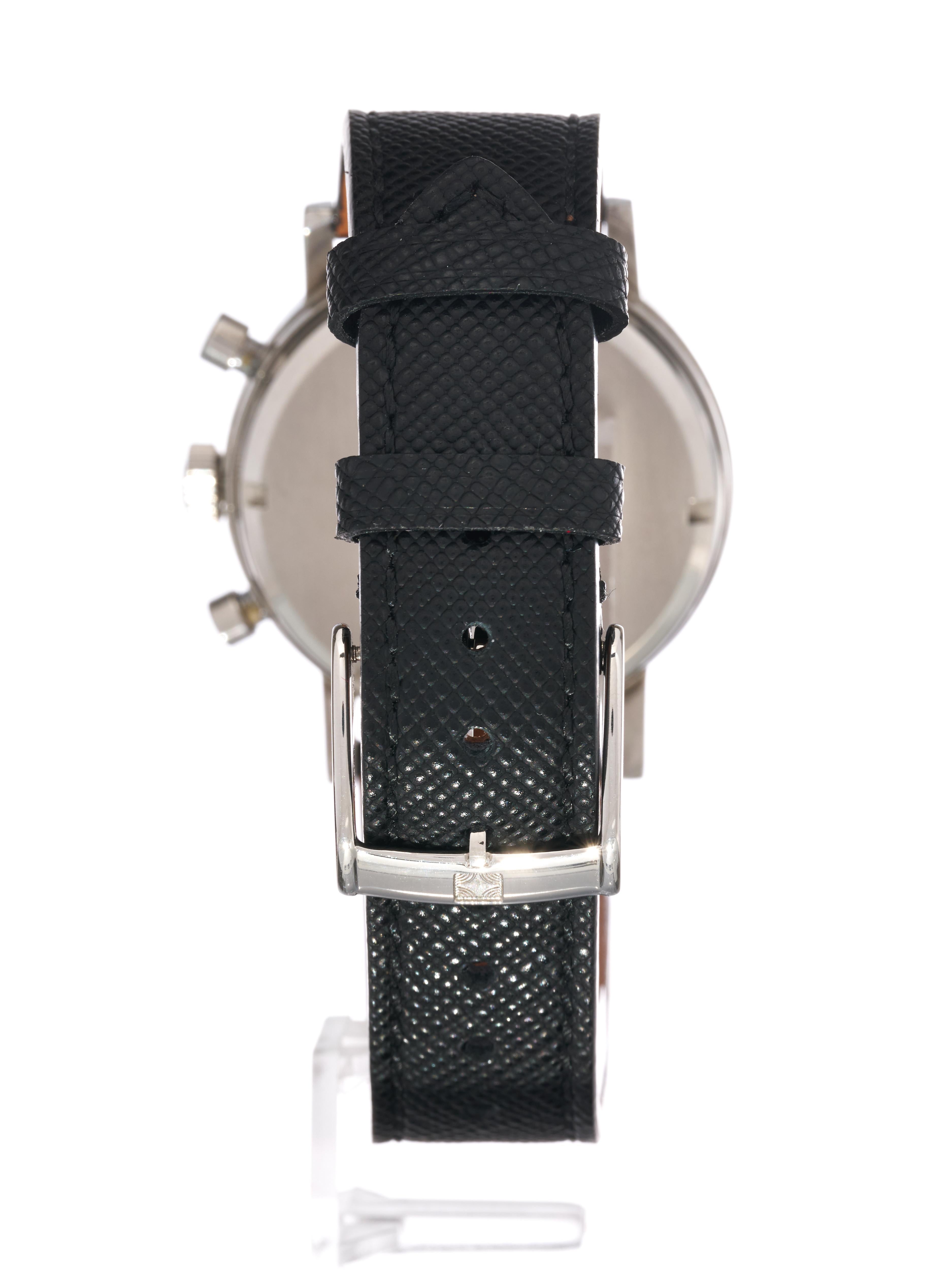 Zenith A271 Chronograph 37.5mm Steel Watch Bicompax White Dial Serviced Vintage en vente 1