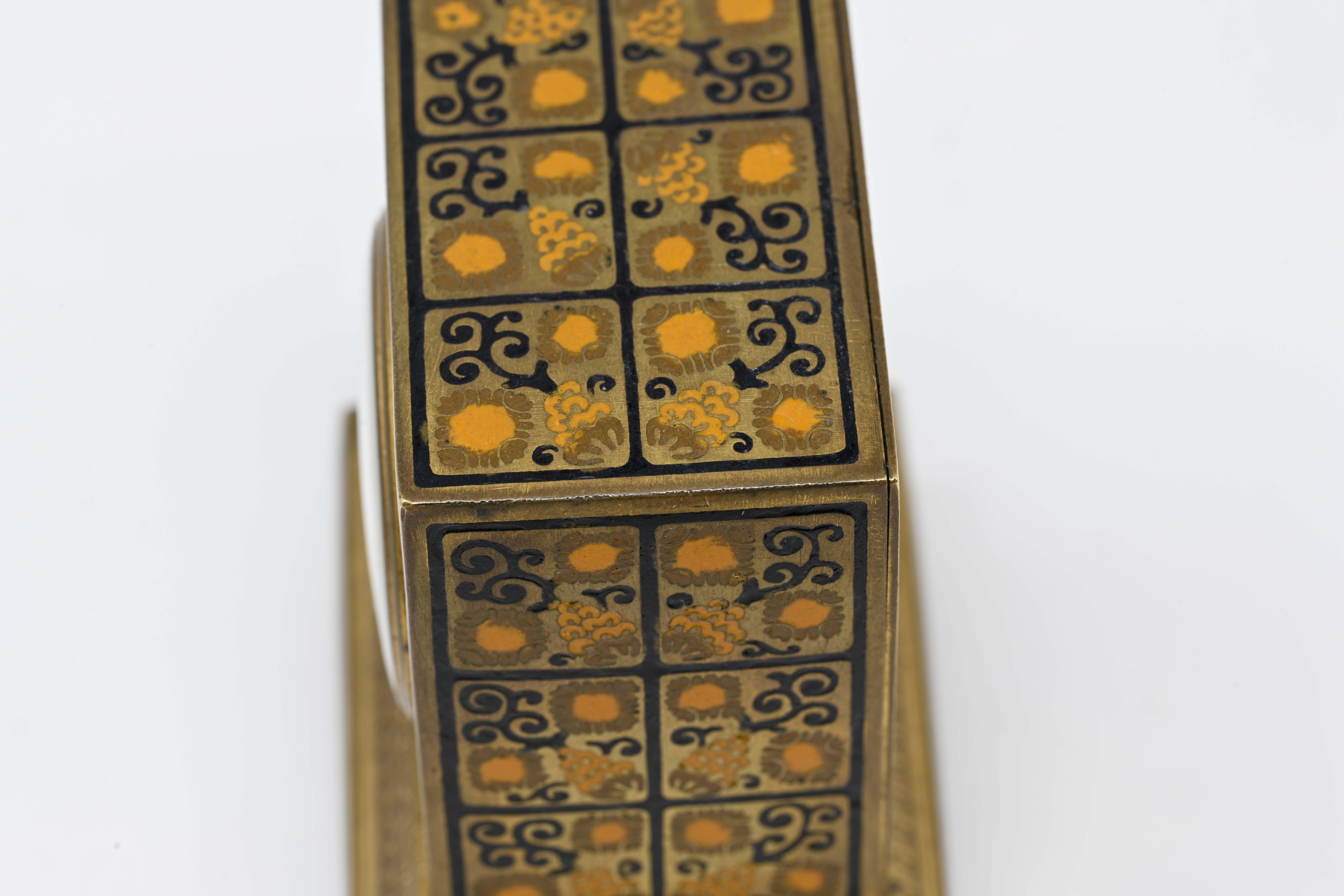 Zenith Alarm, horloge de voyage dorée émaillée en bronze Bon état - En vente à Montreal, QC