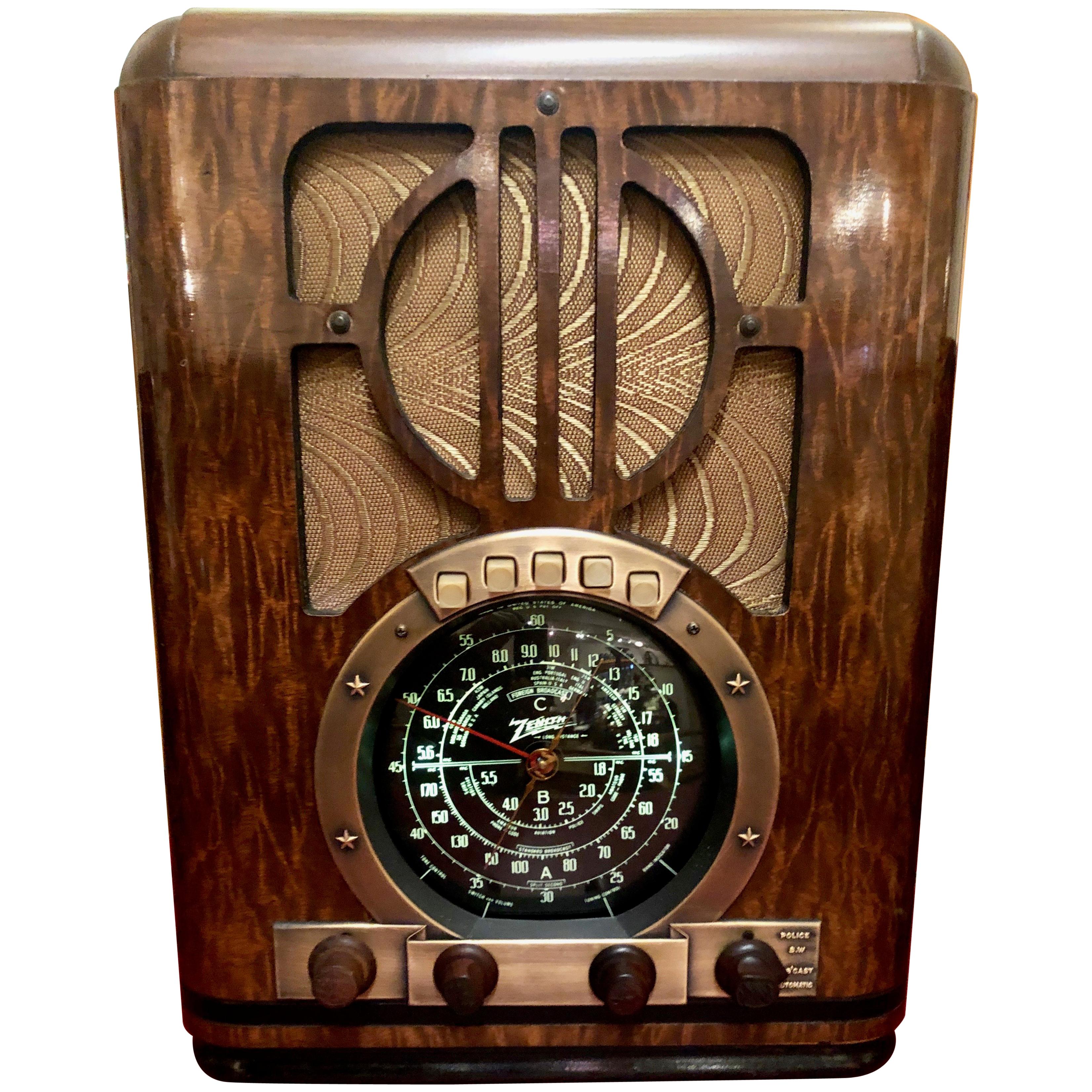 Zenith Antique '1937' 6-S-330 Tombstone Black Dial Tube Radio and Bluetooth