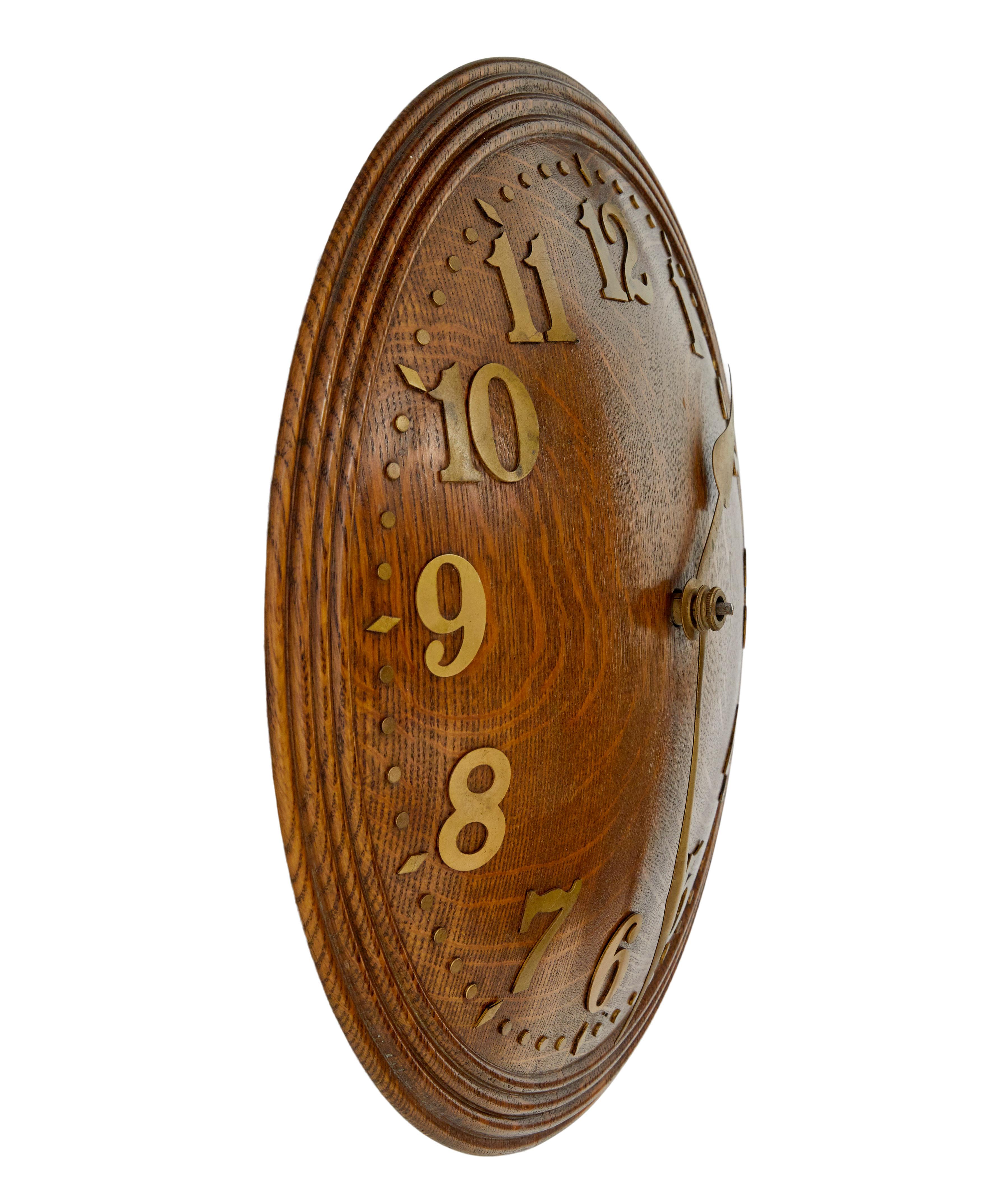 Art Deco Zenith art deco oak and brass wall clock