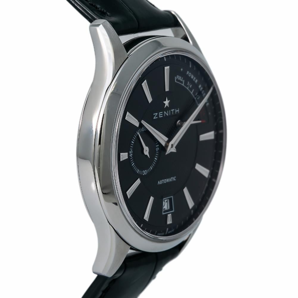 Modern Zenith Captain Elite 03.2120.685 Men's Automatic Watch Black Dial SS For Sale