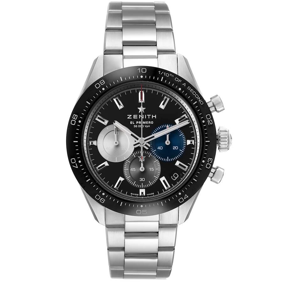 Zenith Chronomaster Sport 41mm Steel Mens Watch 03.3100.3600 Unworn. In house Zenith El Primero self -winding automatic 1/10th of a second Chronograph movement. 41 mm stainless steel case. Chronograph pushers at 2 and 4 o'clock. Crown with Zenith