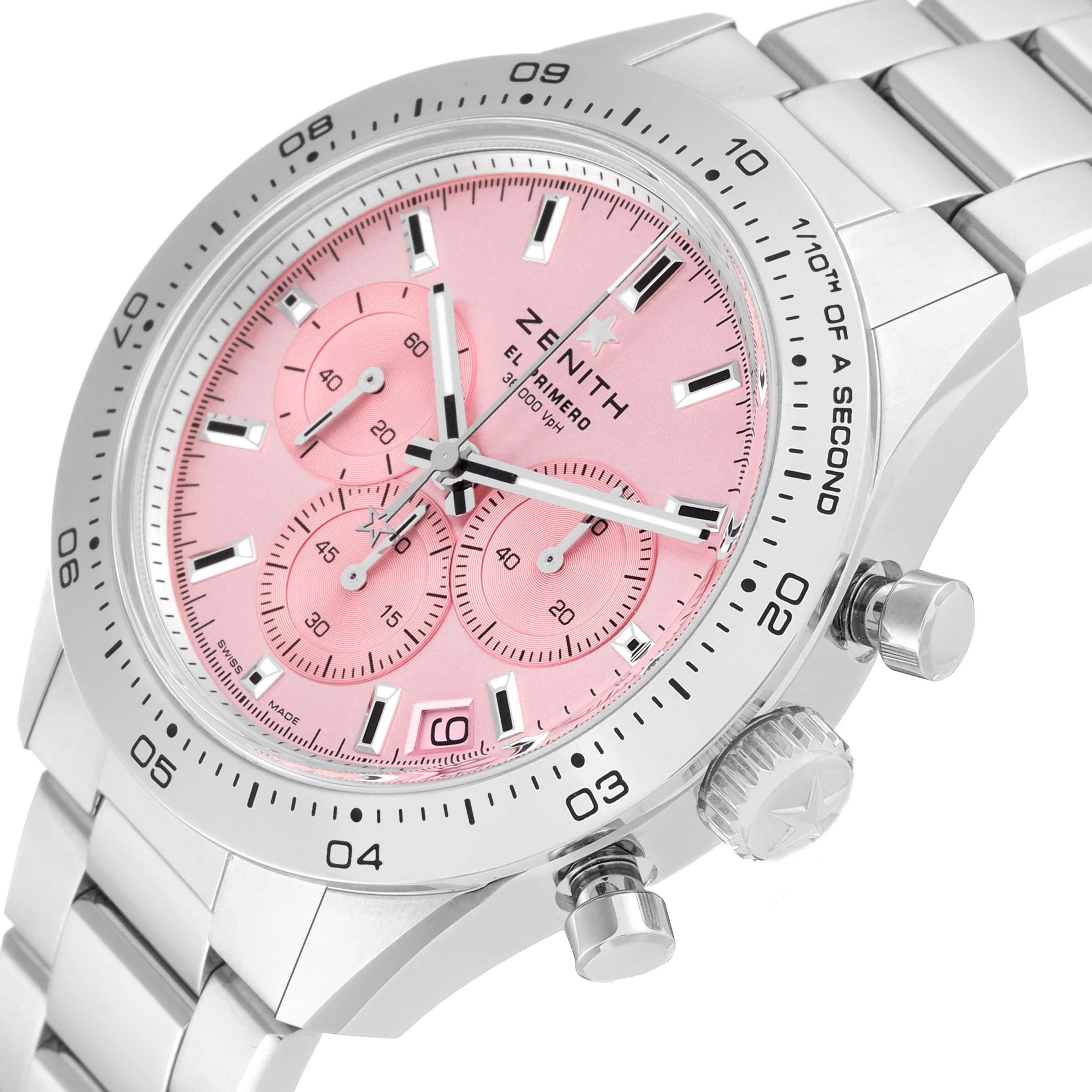 Zenith Chronomaster Sport Pink Limited Edition Steel Watch 03.3109.3600 Unworn In Good Condition In Atlanta, GA