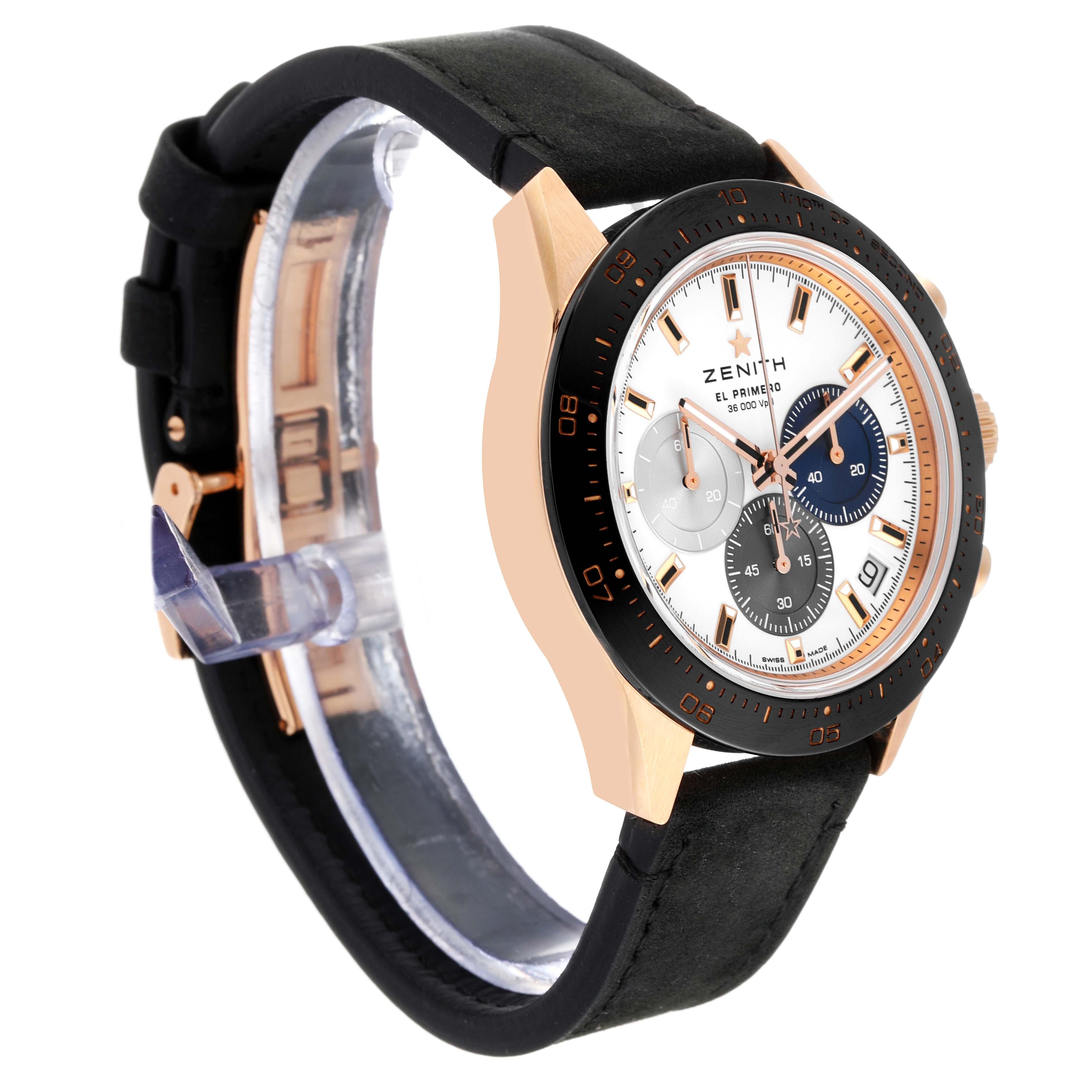 Zenith Chronomaster Sport Rose Gold Mens Watch 18.3100.3600 Box Card In Excellent Condition For Sale In Atlanta, GA