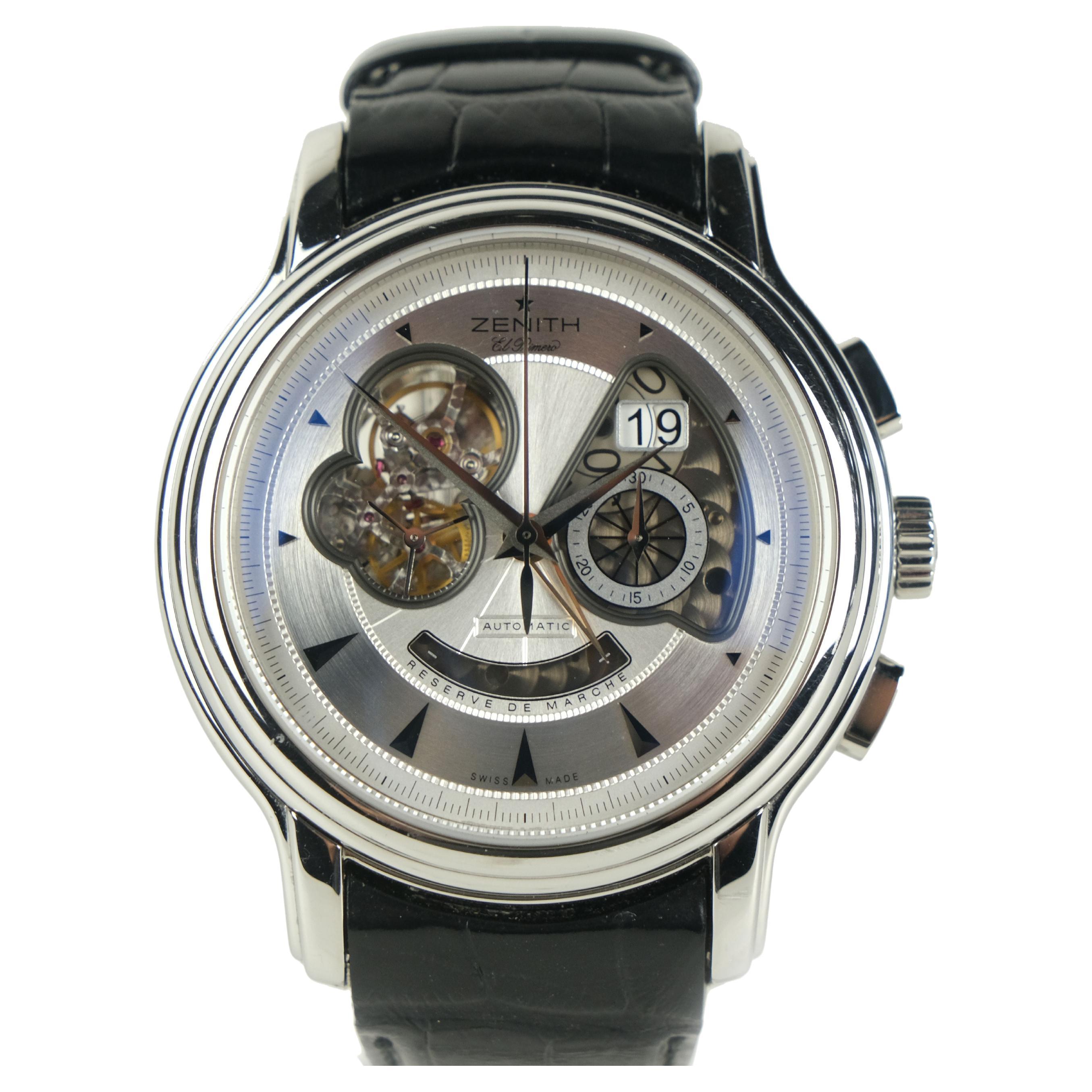 Zenith "Chronomaster XXT Open Grande Date" Stainless Steel Wristwatch For Sale