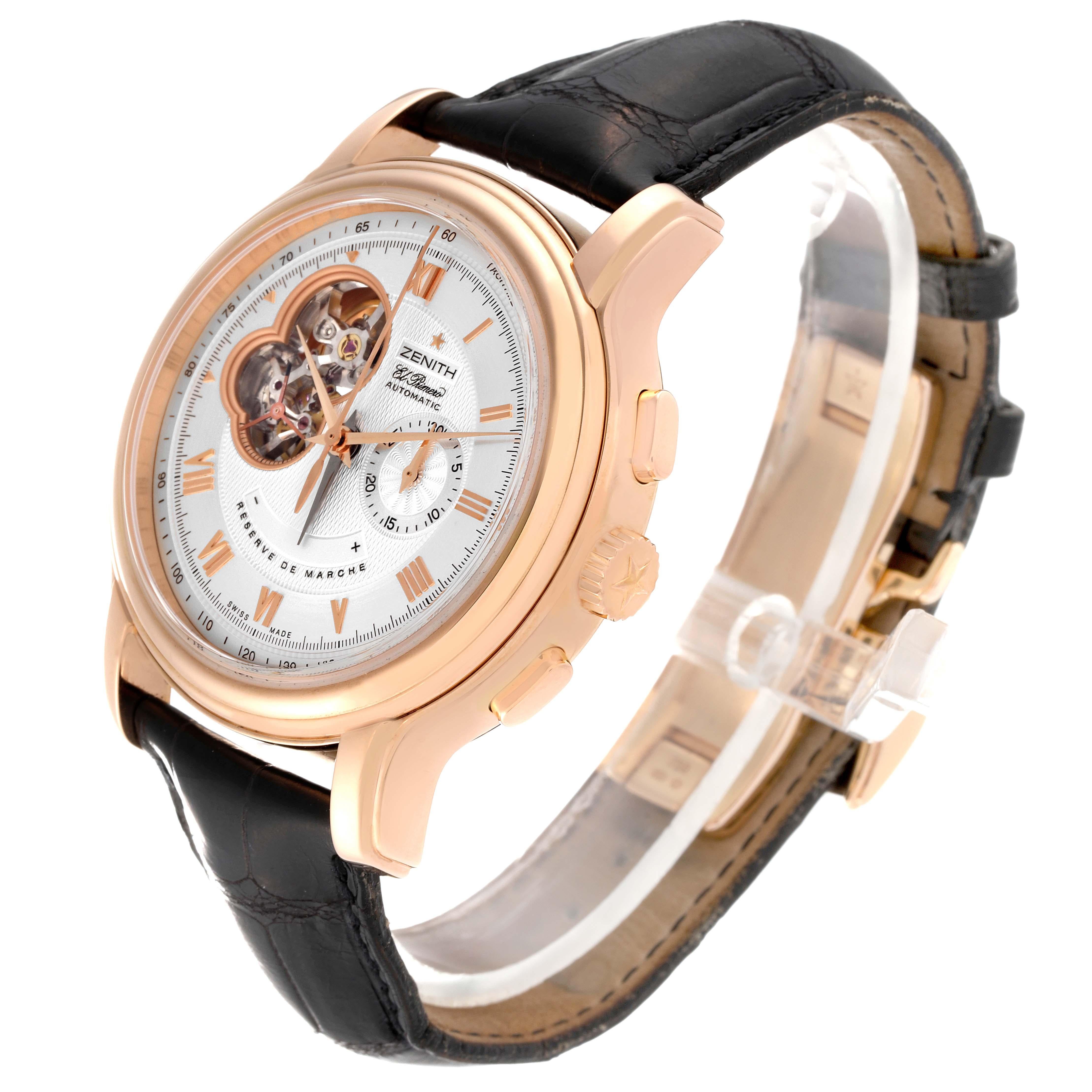 Zenith Chronomaster XXT Open Rose Gold Mens Watch 18.1260.4021 Box Papers In Excellent Condition For Sale In Atlanta, GA