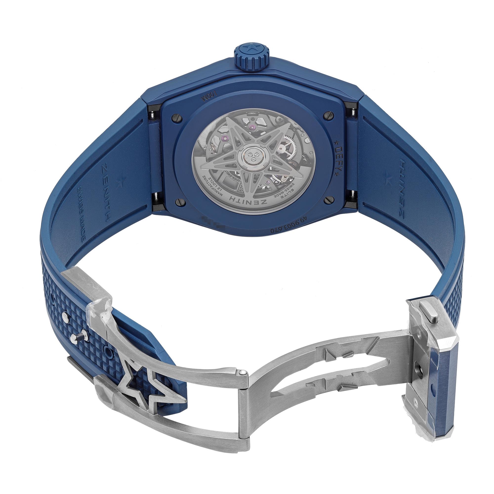 Zenith Defy Classic 41mm Ceramic Blue Skeleton Dial Watch 49.9003.670/51.R793 In New Condition In New York, NY