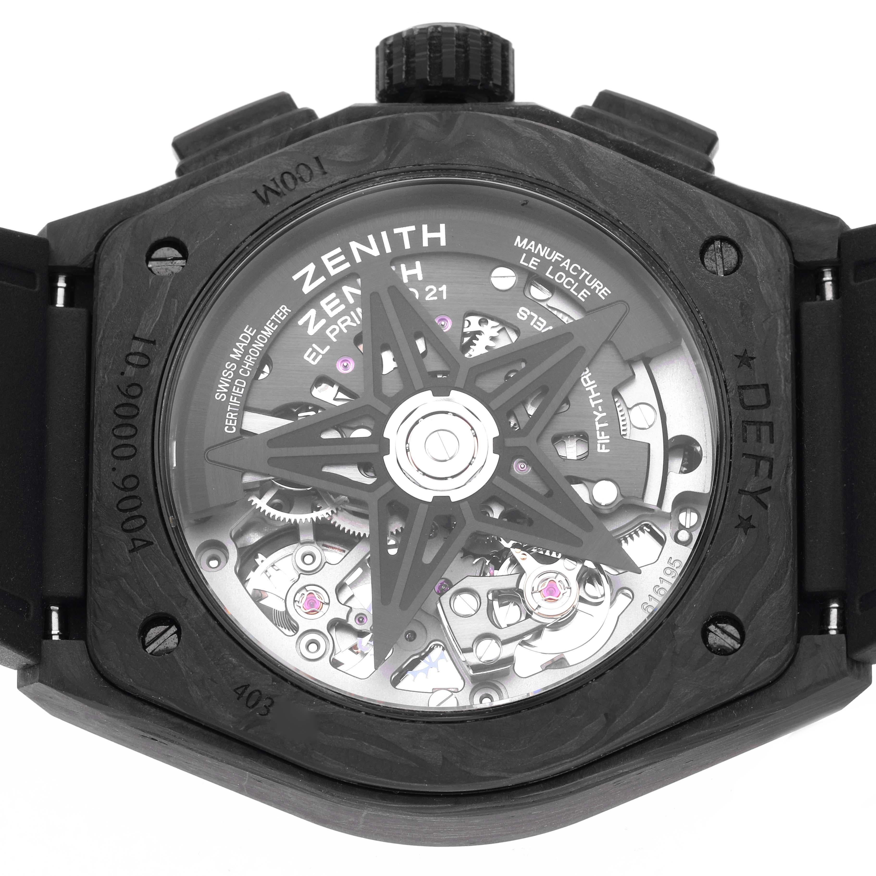 Zenith Defy El Primero 21 Carbon Fibre Mens Watch 10.9000.9004 Box Card For Sale 5