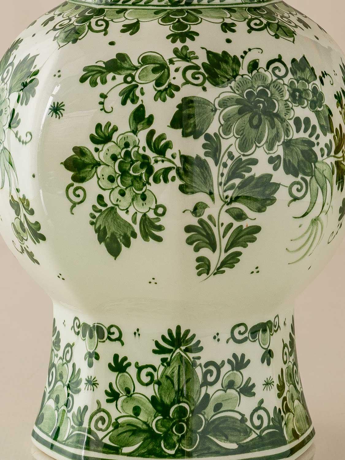 Zenith Delft Green Table Lamp (1935-1960) with New Slate Blue Linen Shade 4
