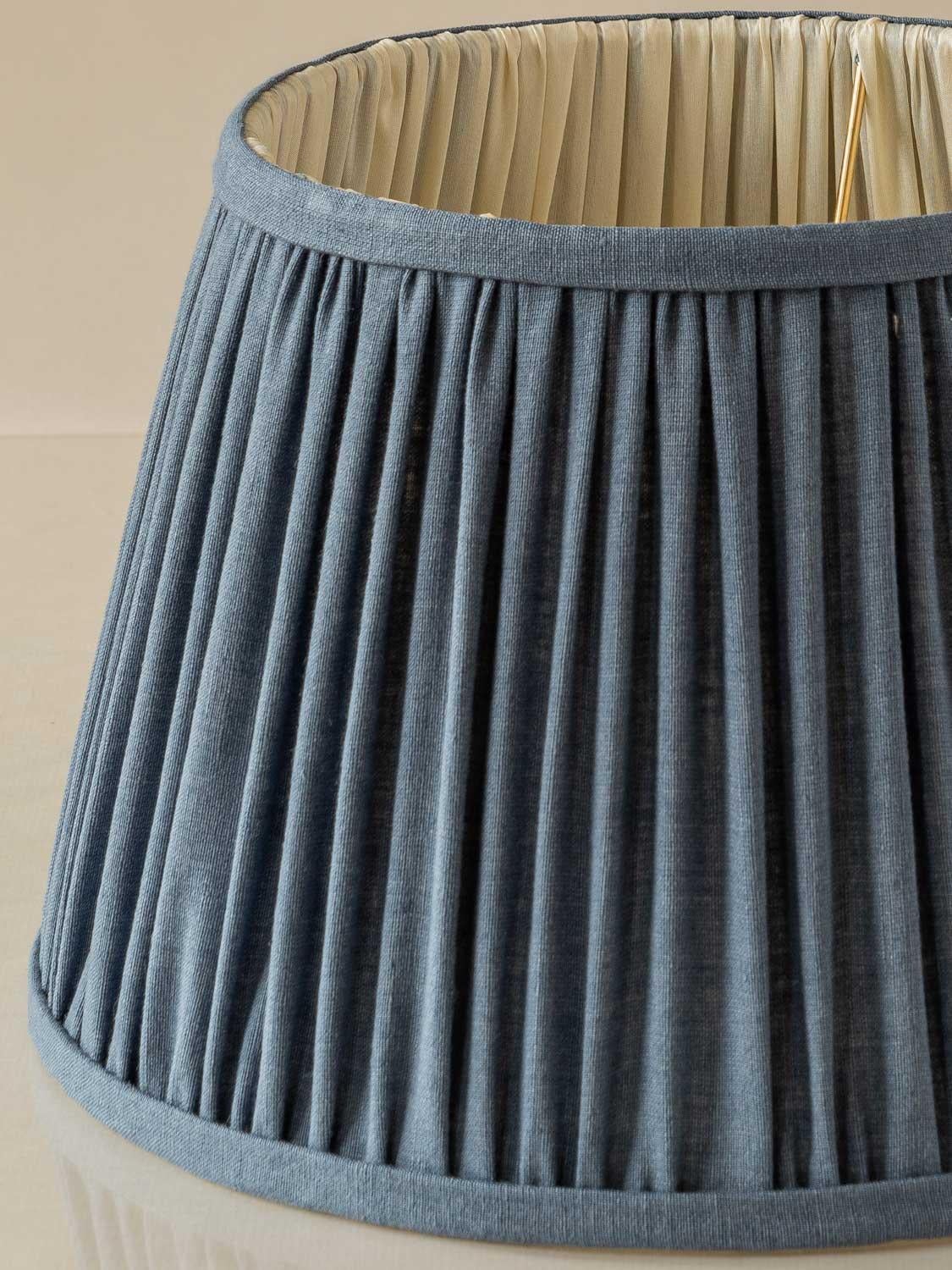 20th Century Zenith Delft Green Table Lamp (1935-1960) with New Slate Blue Linen Shade