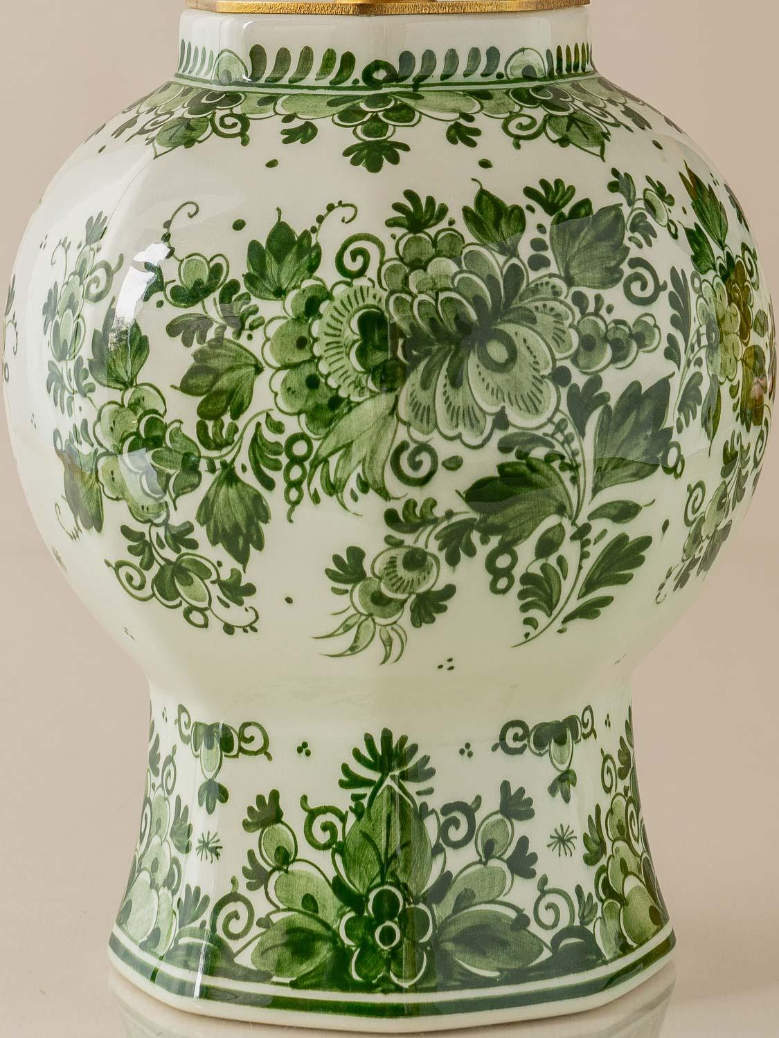 Zenith Delft Green Table Lamp (1935-1960) with New Slate Blue Linen Shade 1