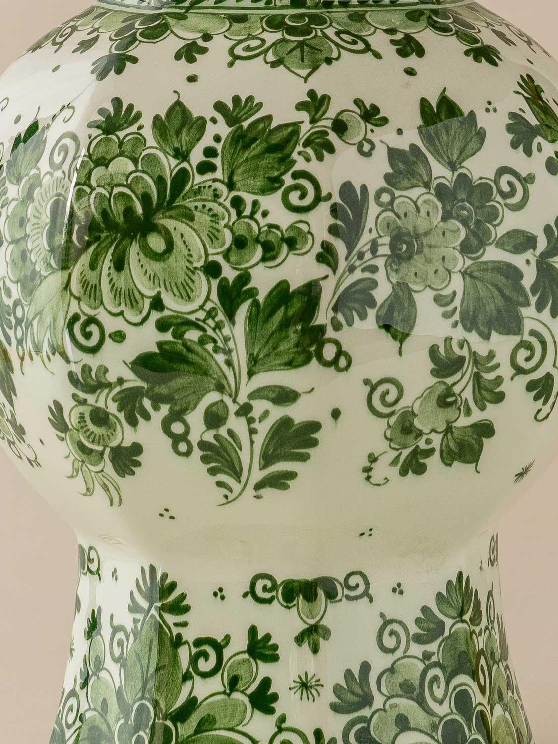 Zenith Delft Green Table Lamp (1935-1960) with New Slate Blue Linen Shade 2