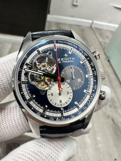 Zenith El Primero 03.2040.4061 Blue Dial Leather Band Stainless Steel