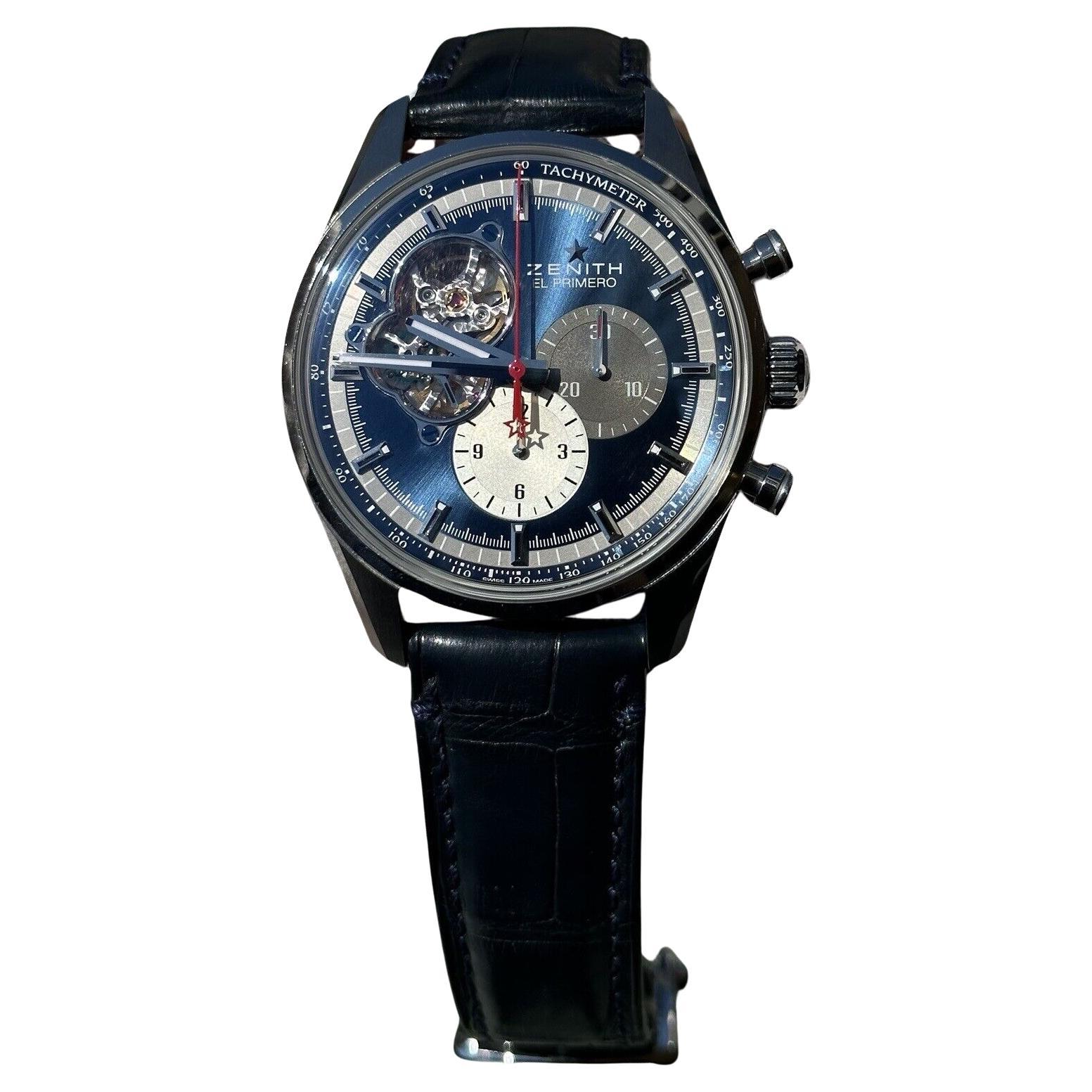 Zenith El Primero 03.2040.4061 Blue Dial Leather Band Stainless Steel