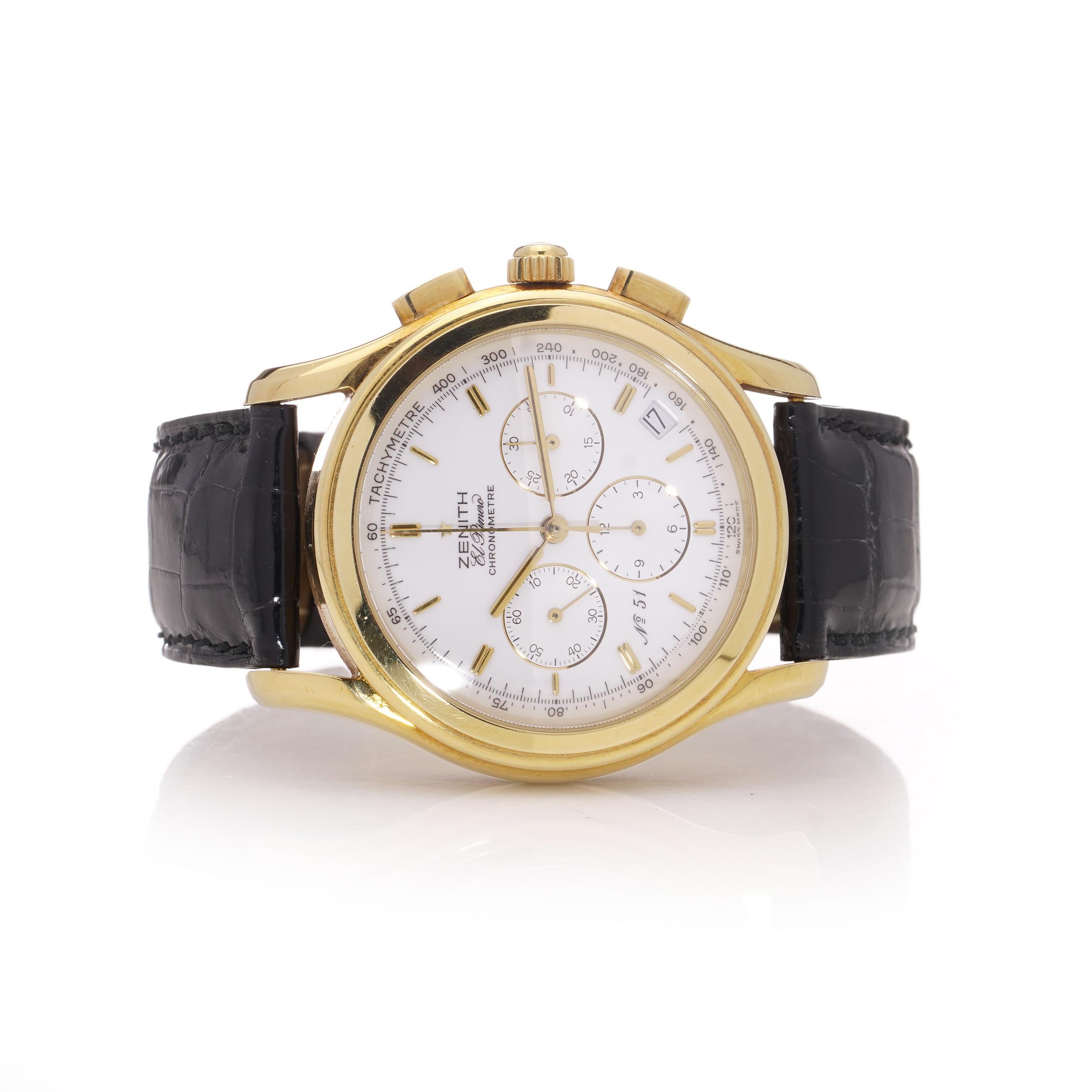 Zenith El Primero 18kt. yellow gold vintage Limited Edition 51/900 , Ref 30.0220 For Sale 1