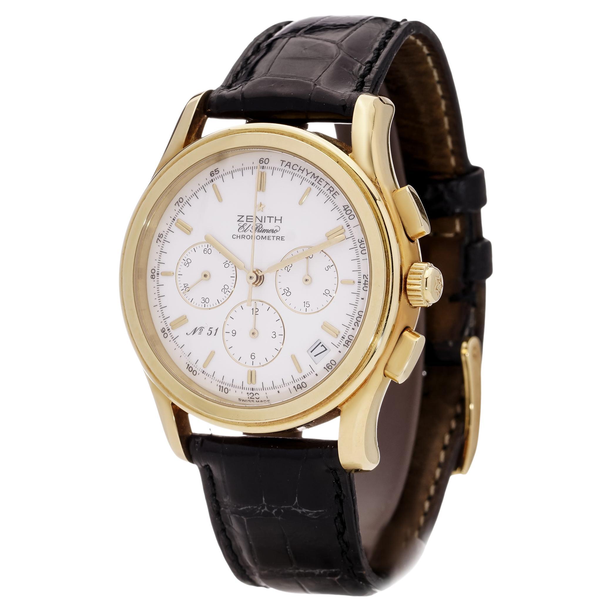 Zenith El Primero 18kt. yellow gold vintage Limited Edition 51/900 , Ref 30.0220 For Sale