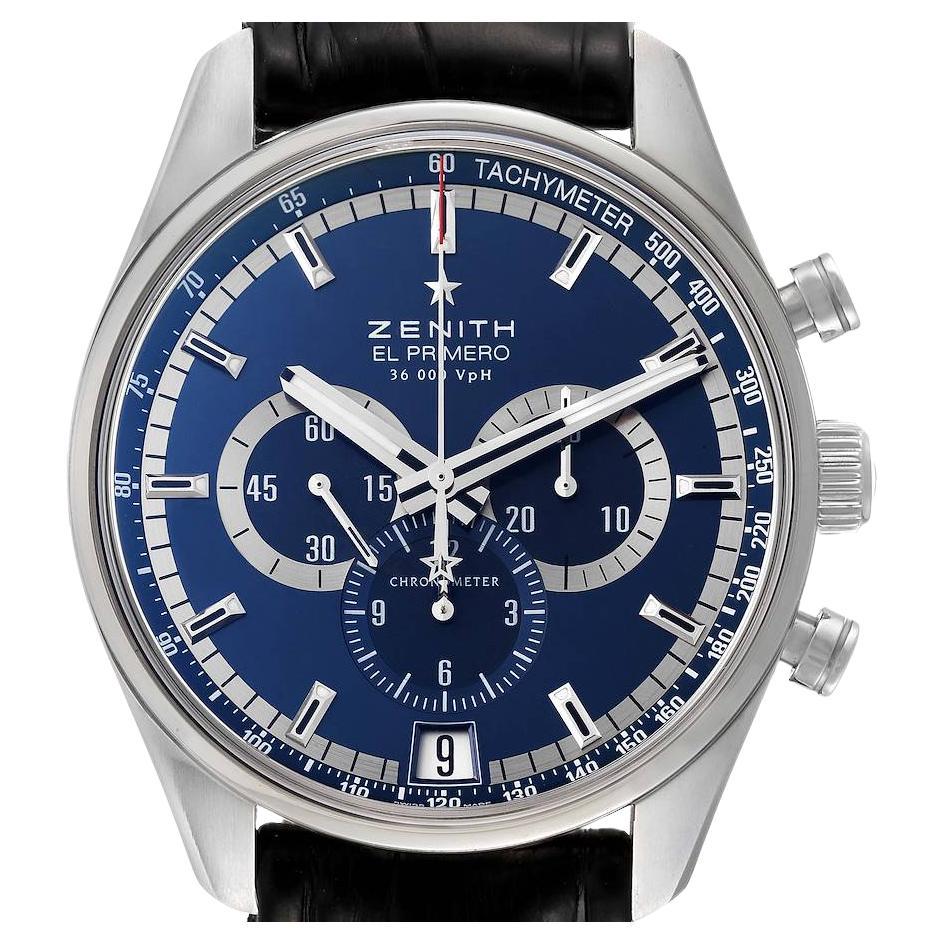 Zenith El Primero Chronograph Steel Blue Dial Mens Watch 03.2041.400 For Sale