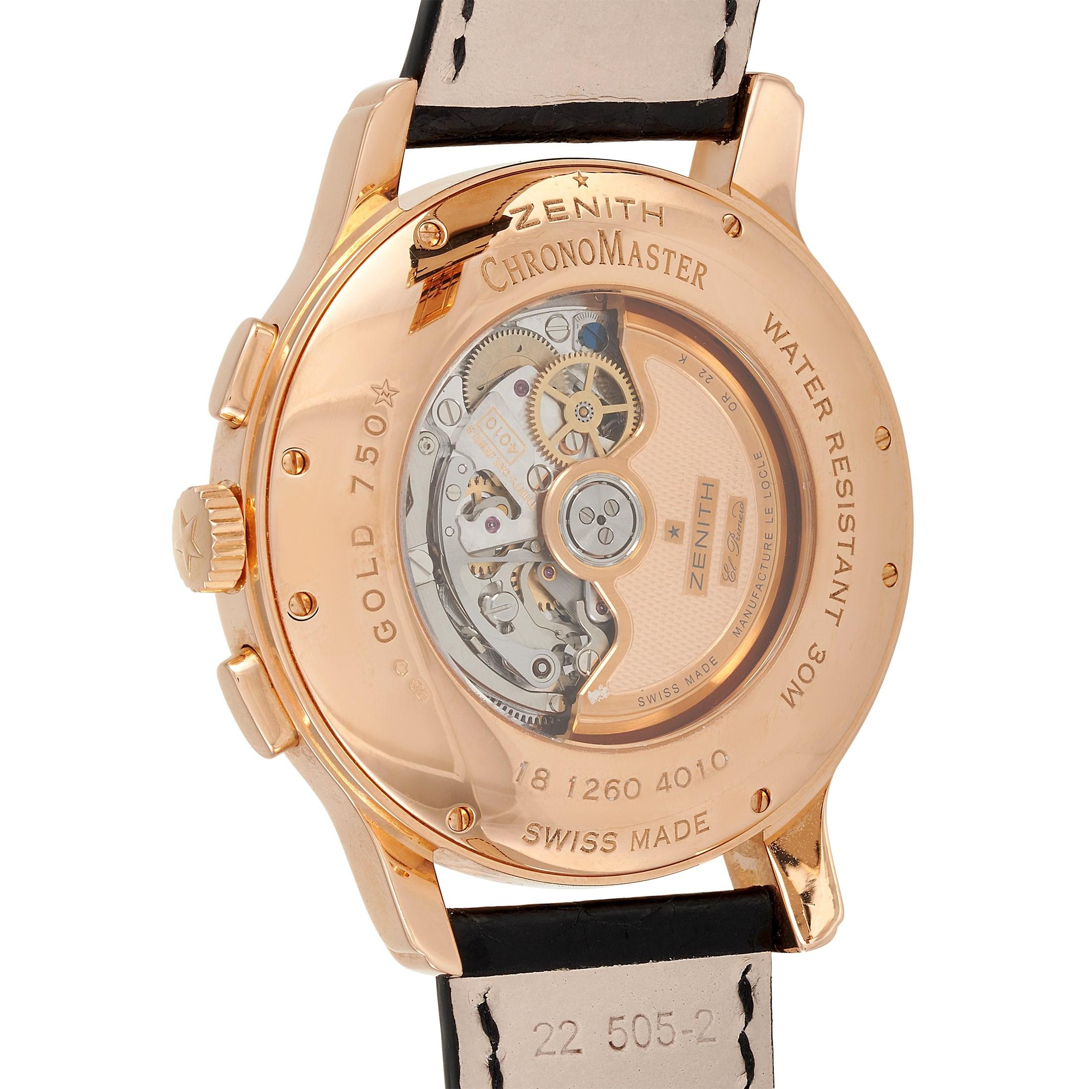Zenith El Primero Grande Chronomaster Men's Watch XXT 18.1260.4010/01.C505 In Excellent Condition In Southampton, PA